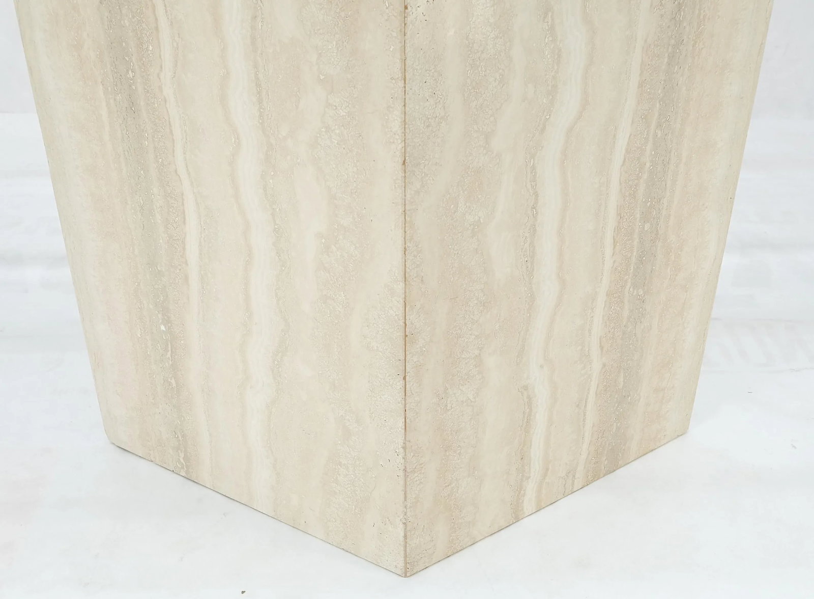 Single Marble Travertine Diamond Shape Glass Top Dining Conference Table - 9