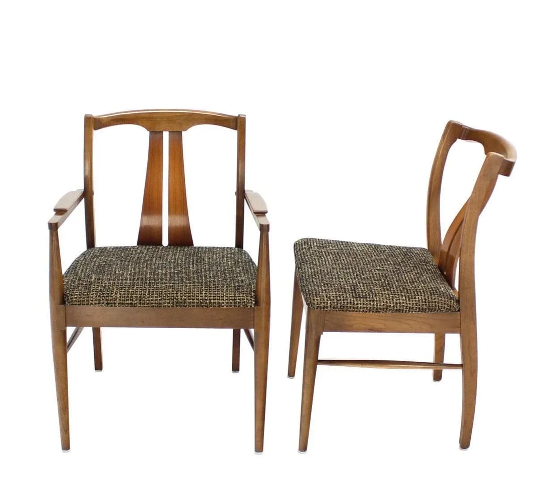 Mid-Century Modern Medium Light Walnut Dining Chairs New Upholstery MINT - Set of 6 - 4