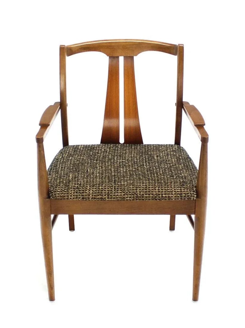 Mid-Century Modern Medium Light Walnut Dining Chairs New Upholstery MINT - Set of 6 - 6