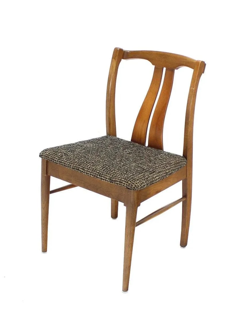 Mid-Century Modern Medium Light Walnut Dining Chairs New Upholstery MINT - Set of 6 - 8
