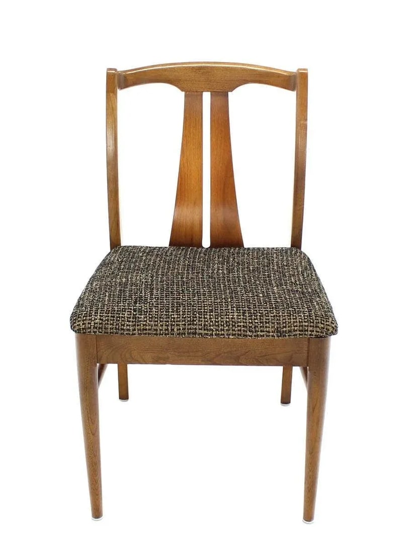 Mid-Century Modern Medium Light Walnut Dining Chairs New Upholstery MINT - Set of 6 - 9