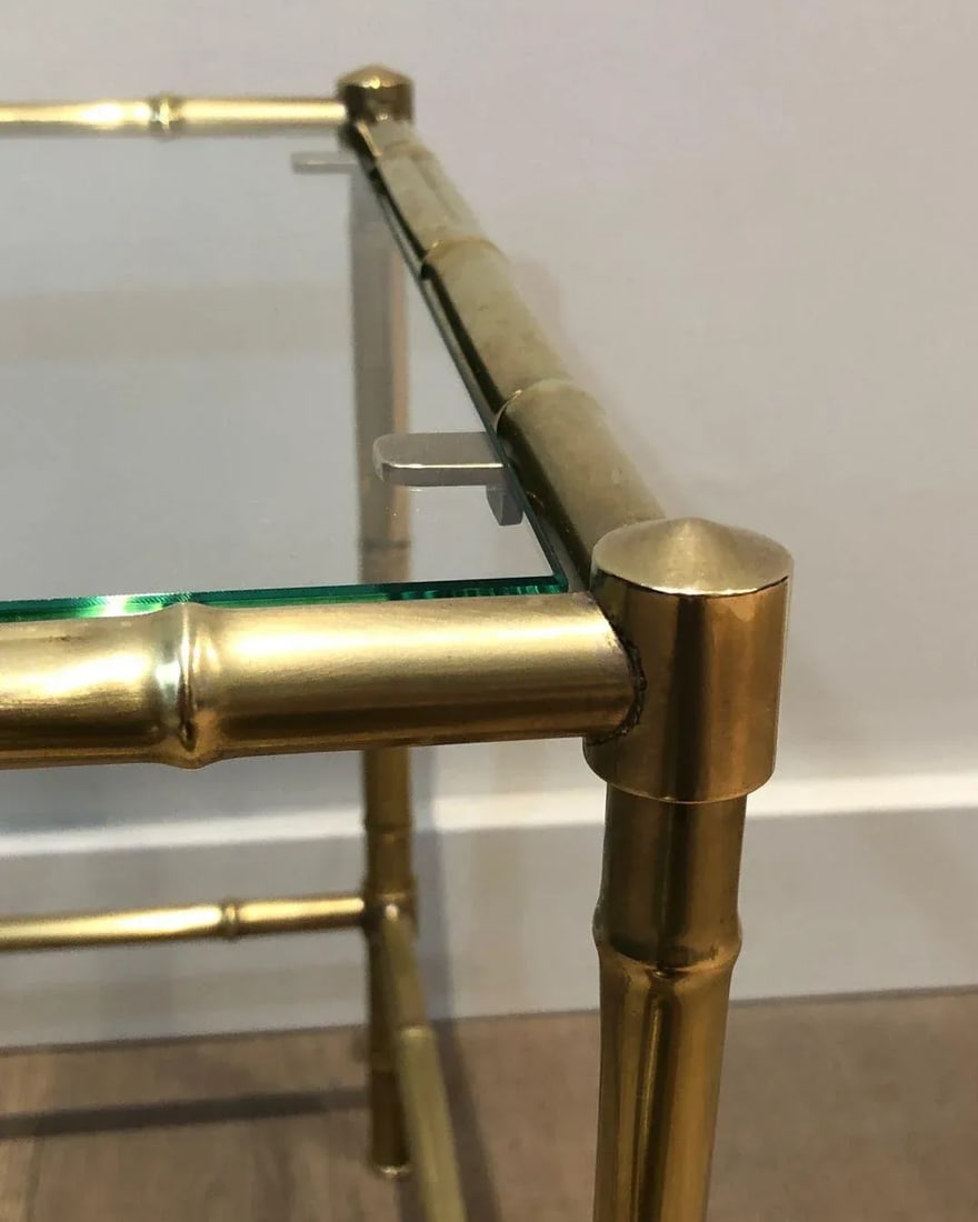 1970s Faux-Bamboo Brass Side Table in the Style of Jacques Adnet - 2