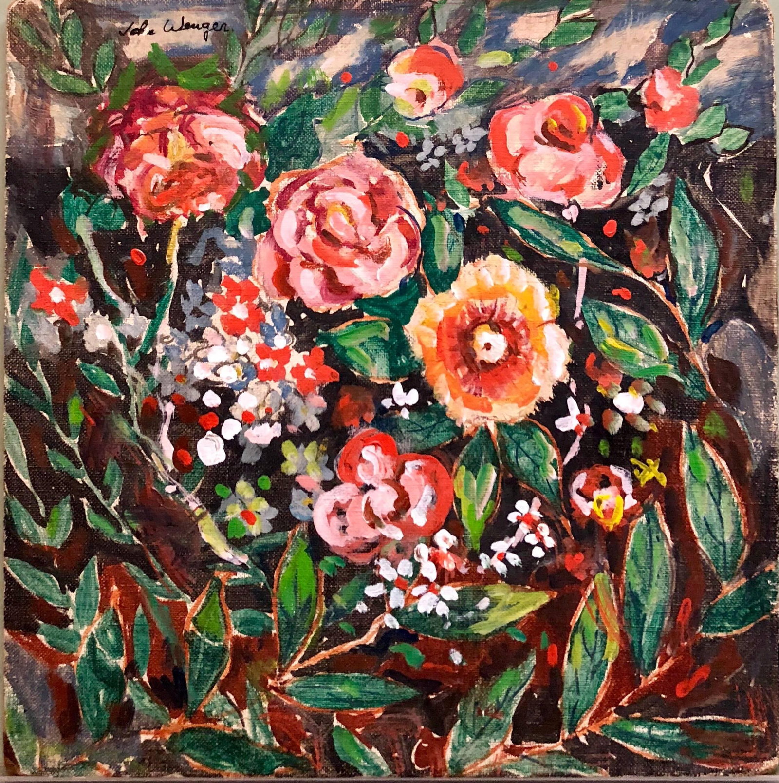 John Wenger, Wild Flowers Vibrant Colorful Modernist Oil Painting - 2