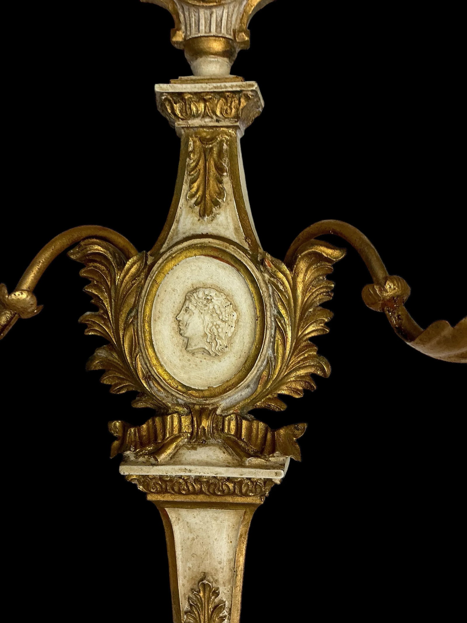 Neo-Classical Carved Grand Tour Style Gilt Tole Wall Sconces by Palladio - Pair - 4