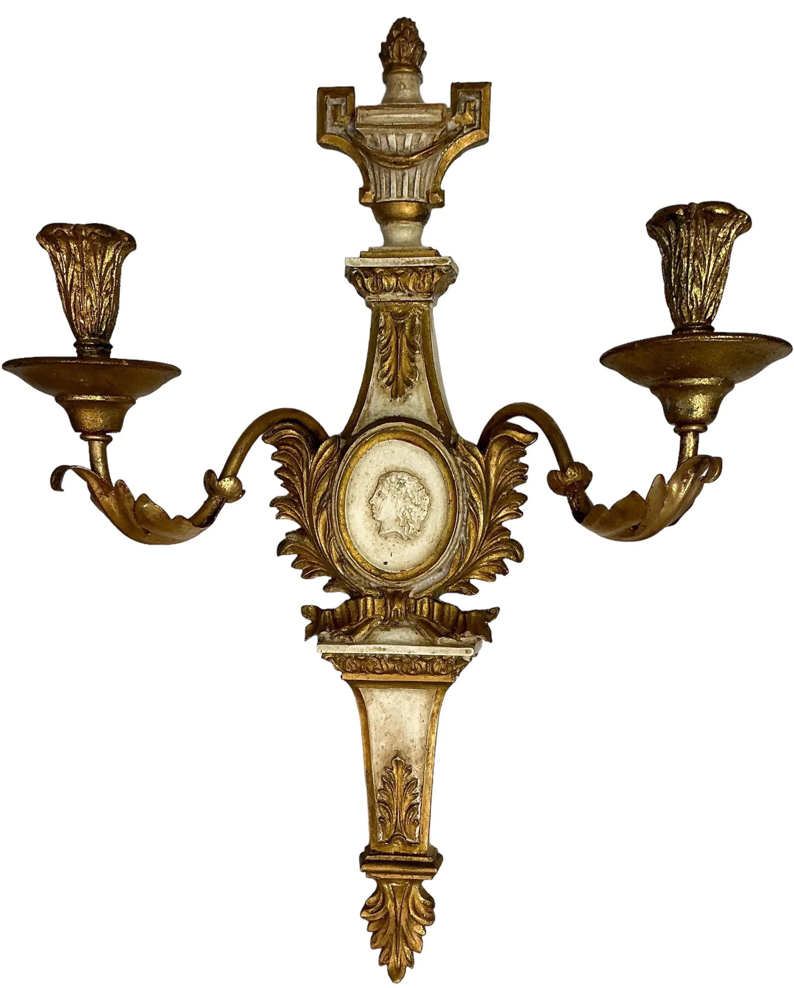 Neo-Classical Carved Grand Tour Style Gilt Tole Wall Sconces by Palladio - Pair - 7
