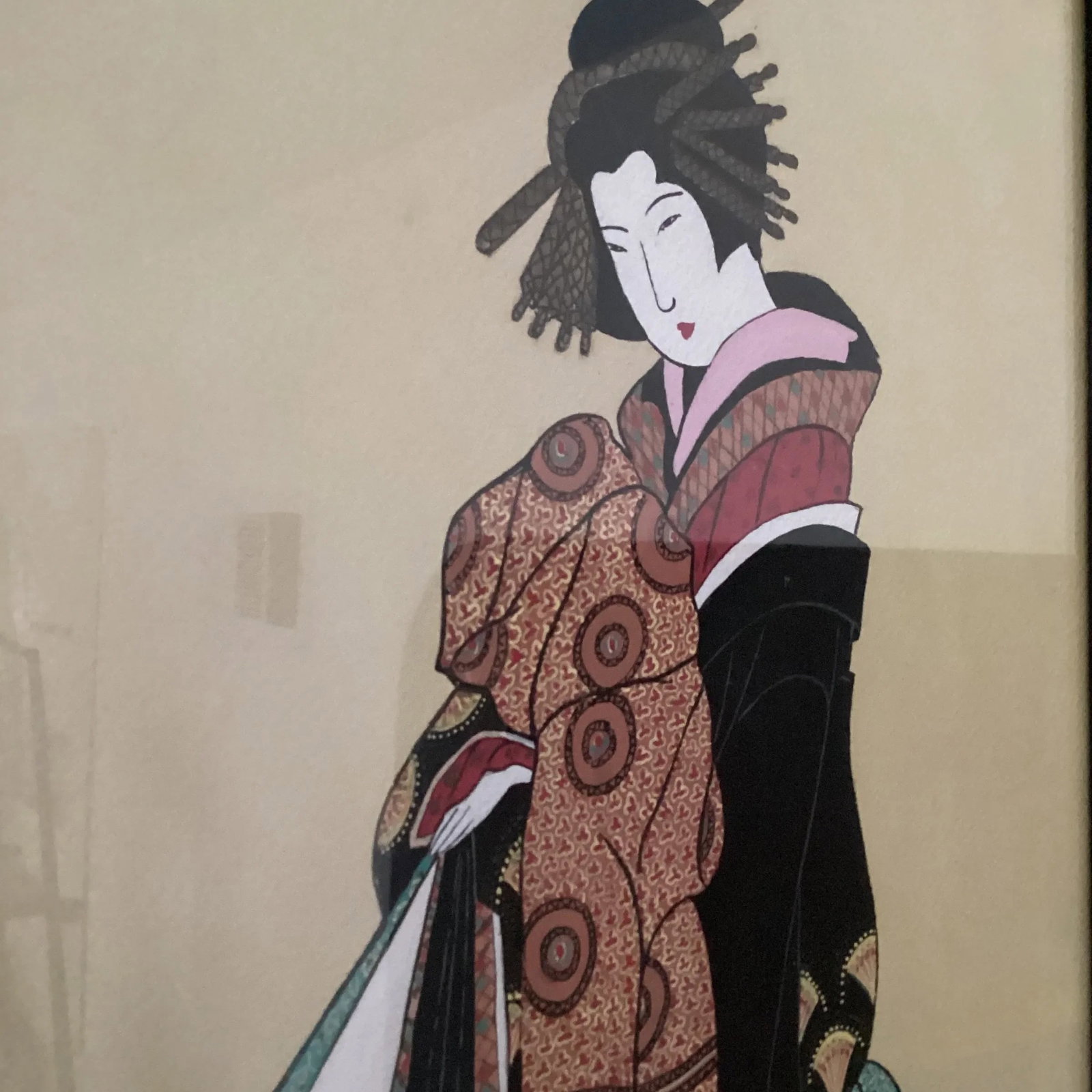 Enigmatic Reproduction of a Japanese Vintage Print "Oiran" Courtesan by Katsushika Hokusai Circa 195 - 2