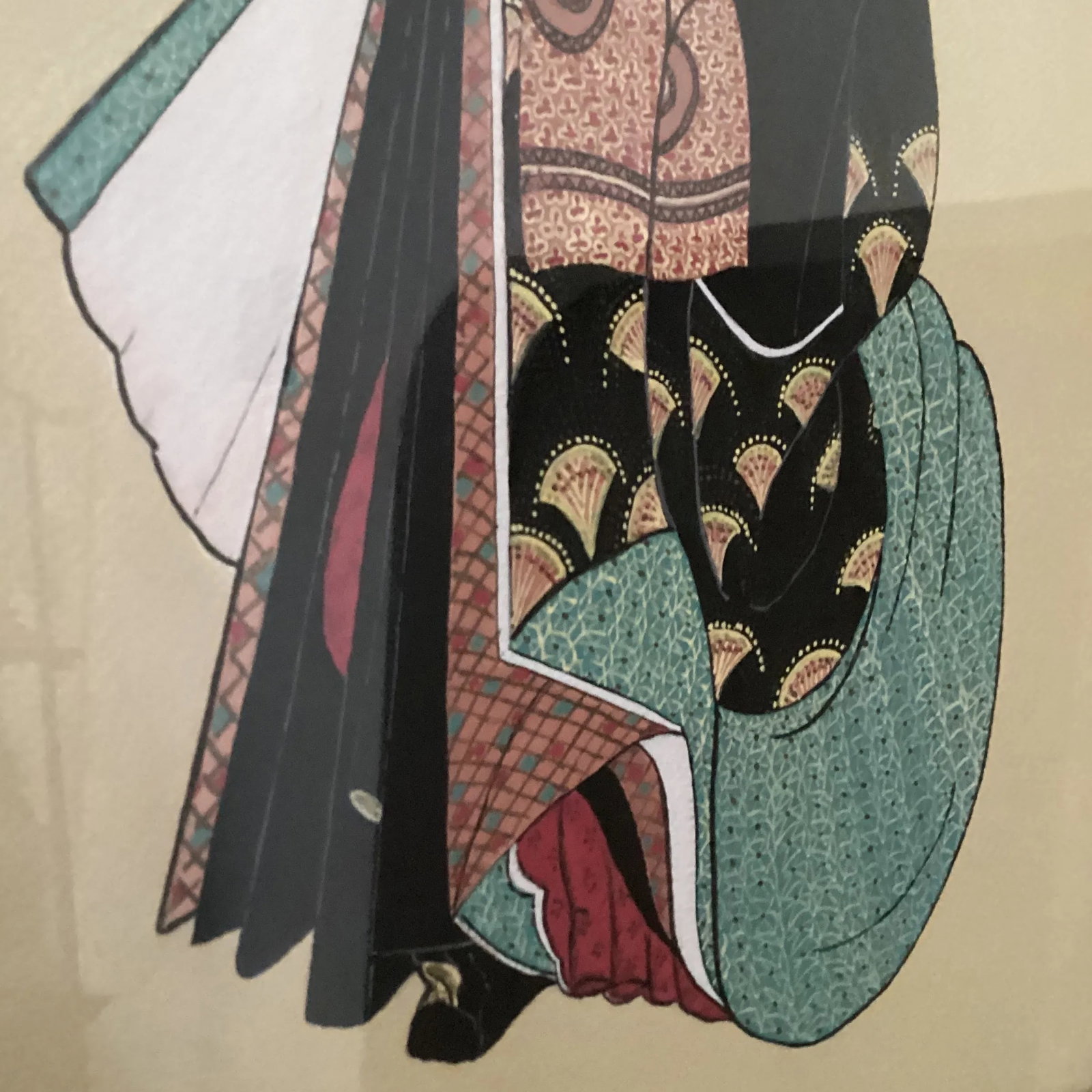 Enigmatic Reproduction of a Japanese Vintage Print "Oiran" Courtesan by Katsushika Hokusai Circa 195 - 3