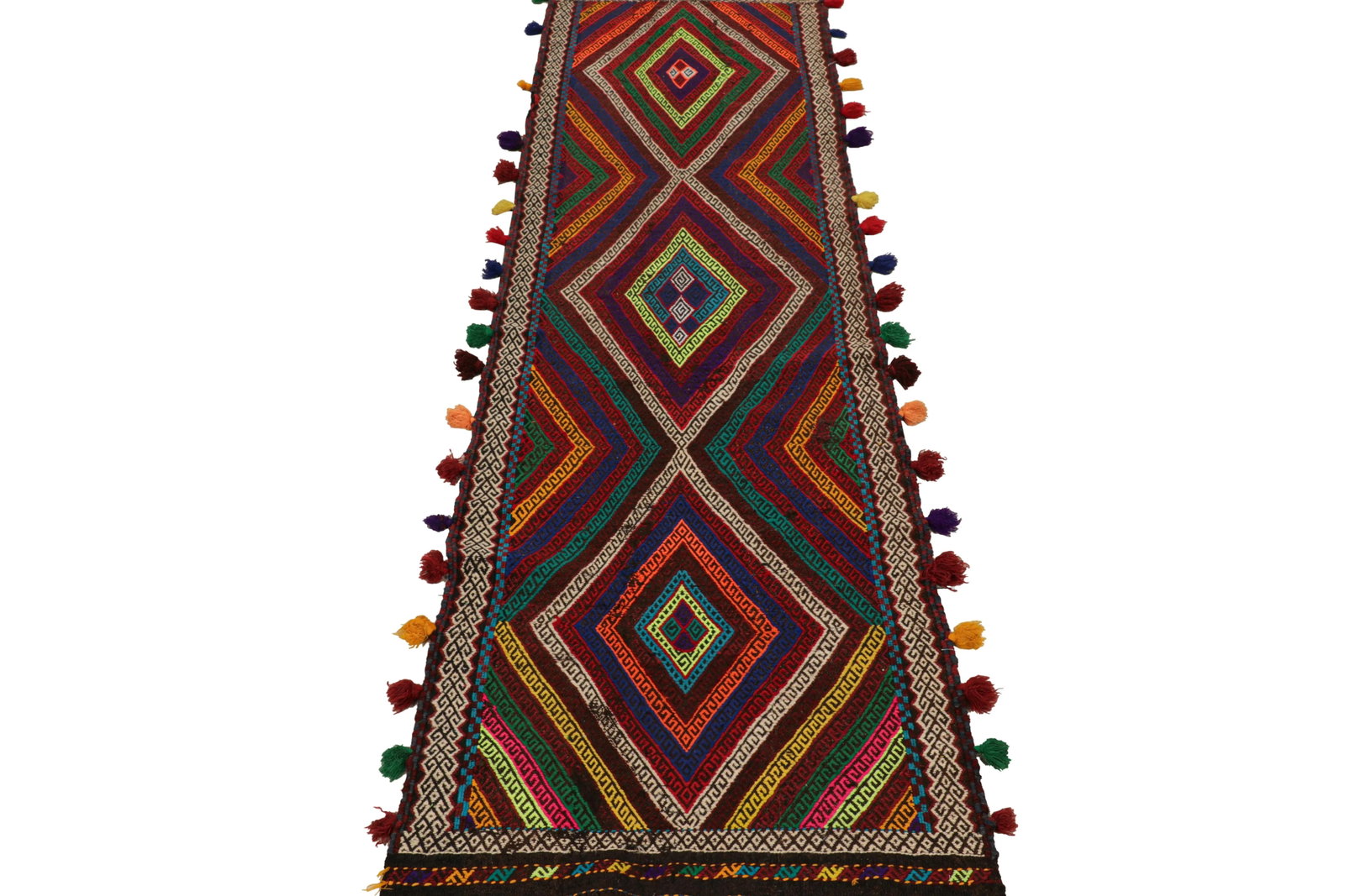 Rug & Kilimâ€™s Contemporary Kilim Runner With Polychromatic Geometric Medallions - 5