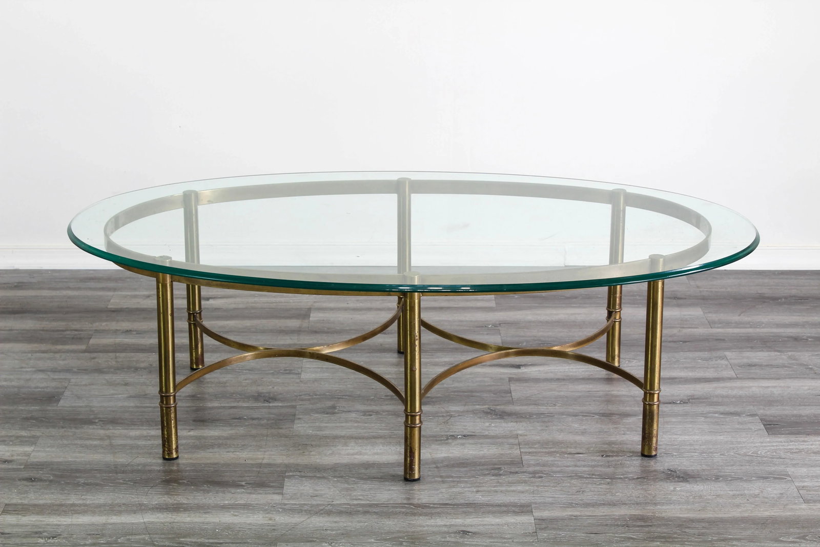 Mid Century Oval Shaped Brass Coffee Table, Hollywood Regency Table, Brass Coffee Table - 2