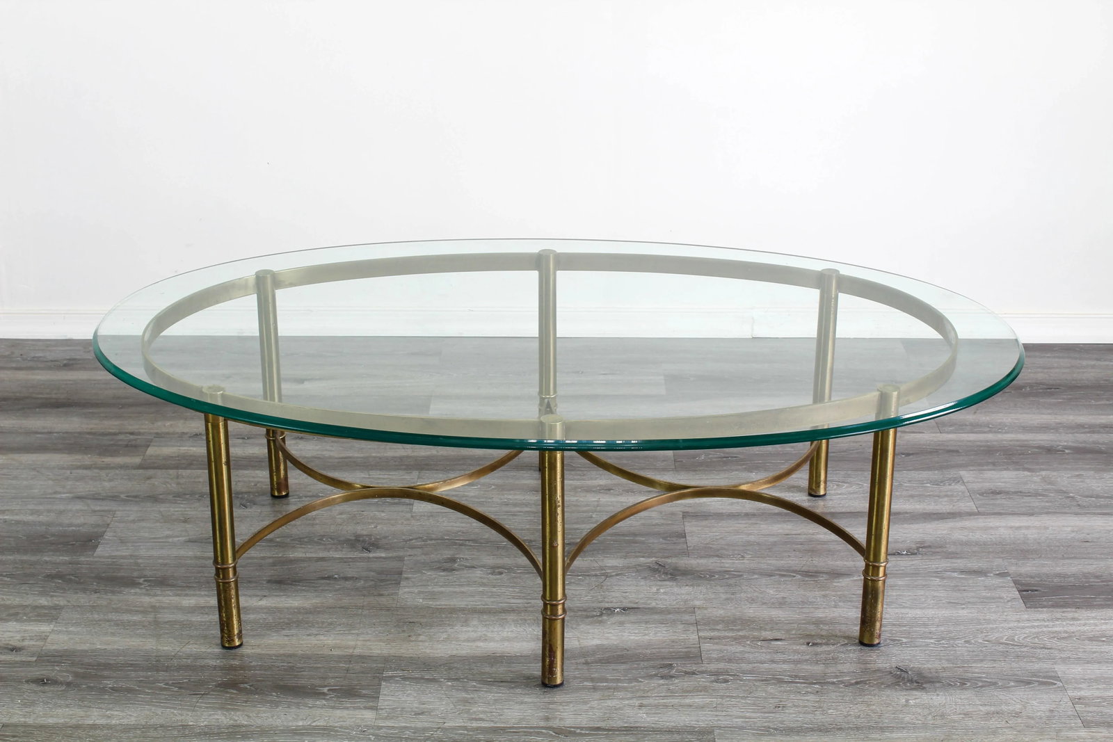 Mid Century Oval Shaped Brass Coffee Table, Hollywood Regency Table, Brass Coffee Table - 3