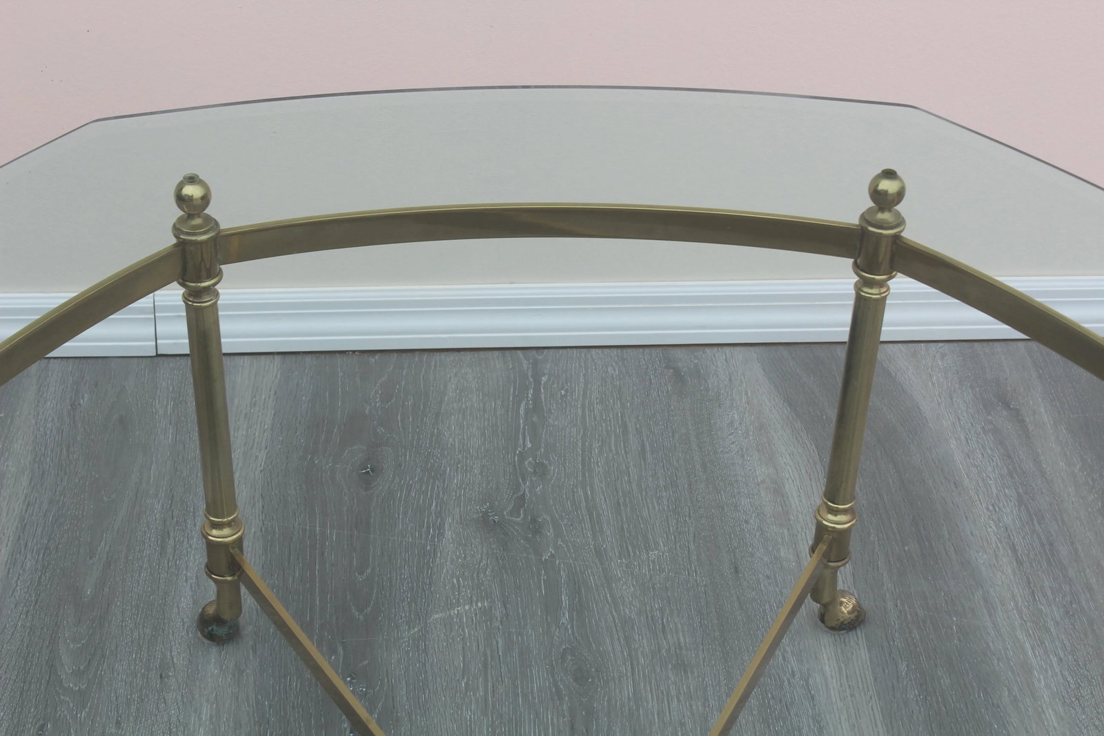 Mid Century Oval Shaped Brass Coffee Table, Hollywood Regency Table, Brass Coffee Table - 7