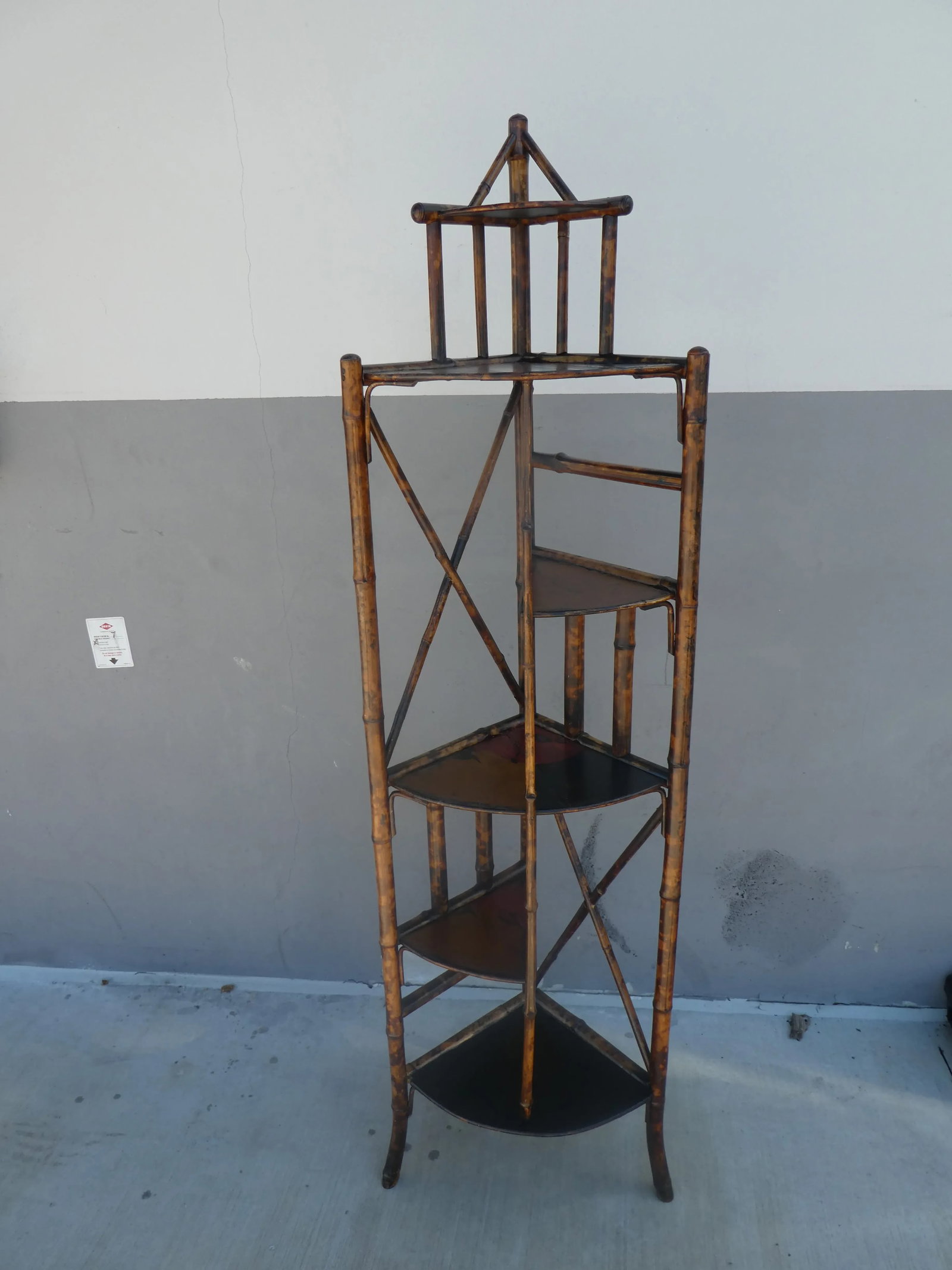 19th Century Victorian Bamboo Corner Etagere - 2