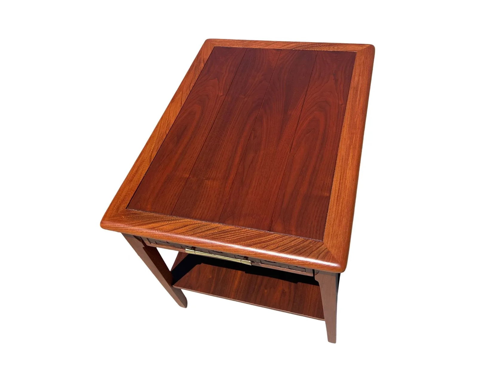 Vintage Mid Century Modern Pair 1960s Attributed to Lane Walnut Pair Side End Tables Restored Set of - 4
