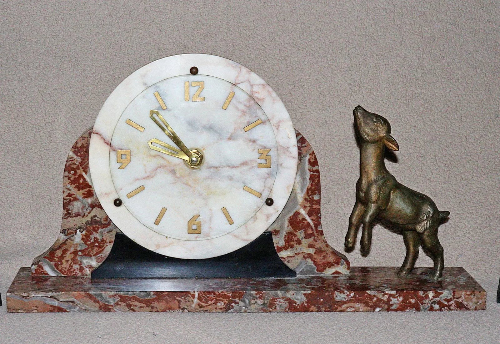 1920s Art Deco French Marble Clock & Garnitures - 3 Piece Set - 3