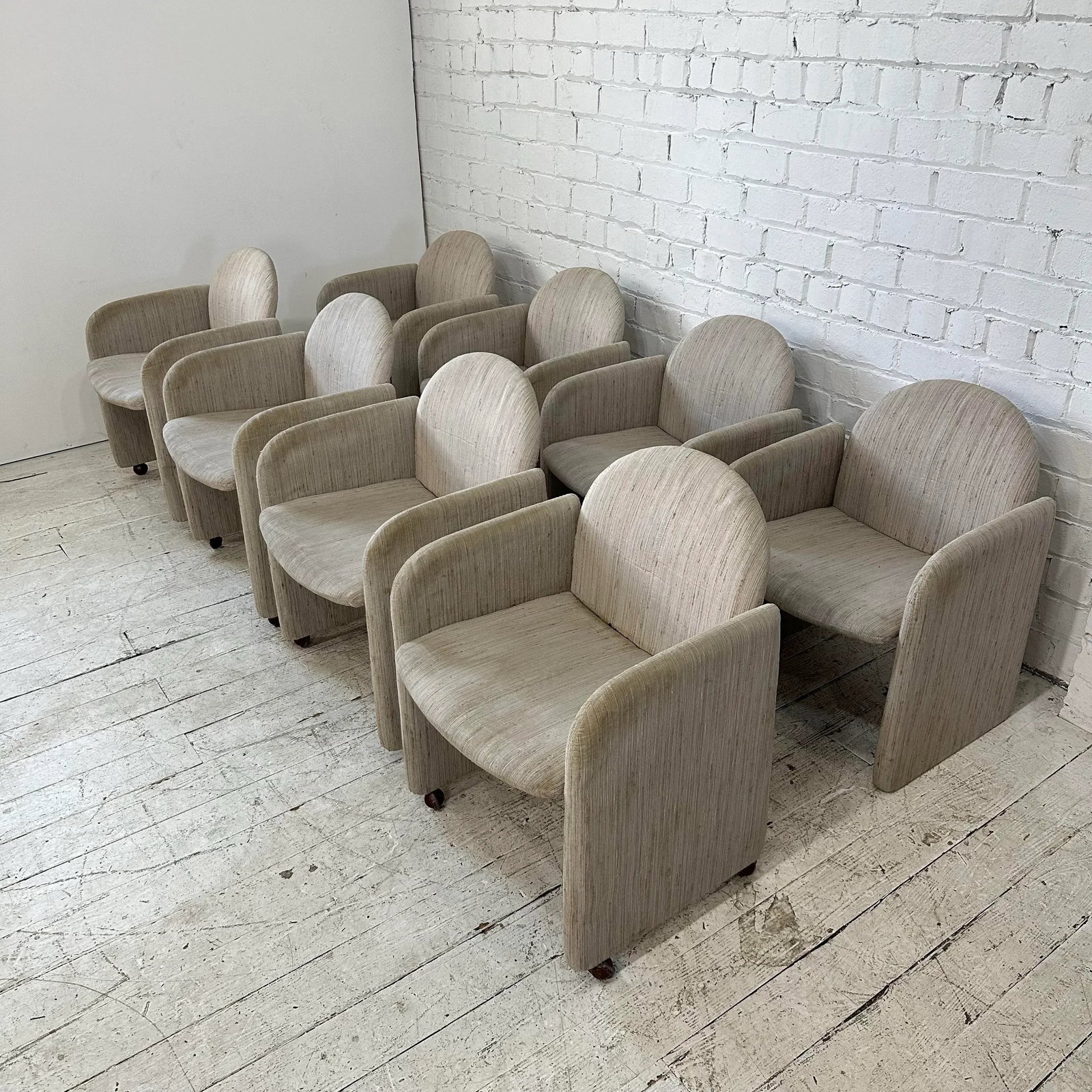 Set of 8 1980s Dining Chairs by Collier Milo Baughman Style - 2