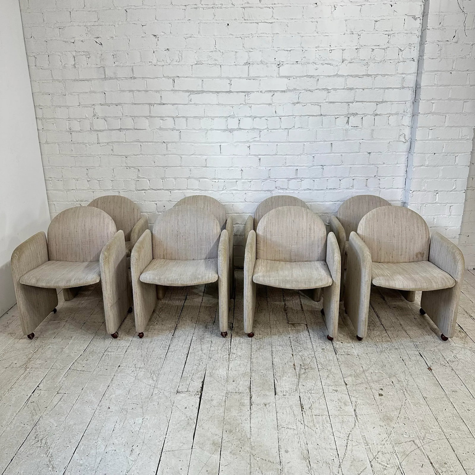 Set of 8 1980s Dining Chairs by Collier Milo Baughman Style - 3