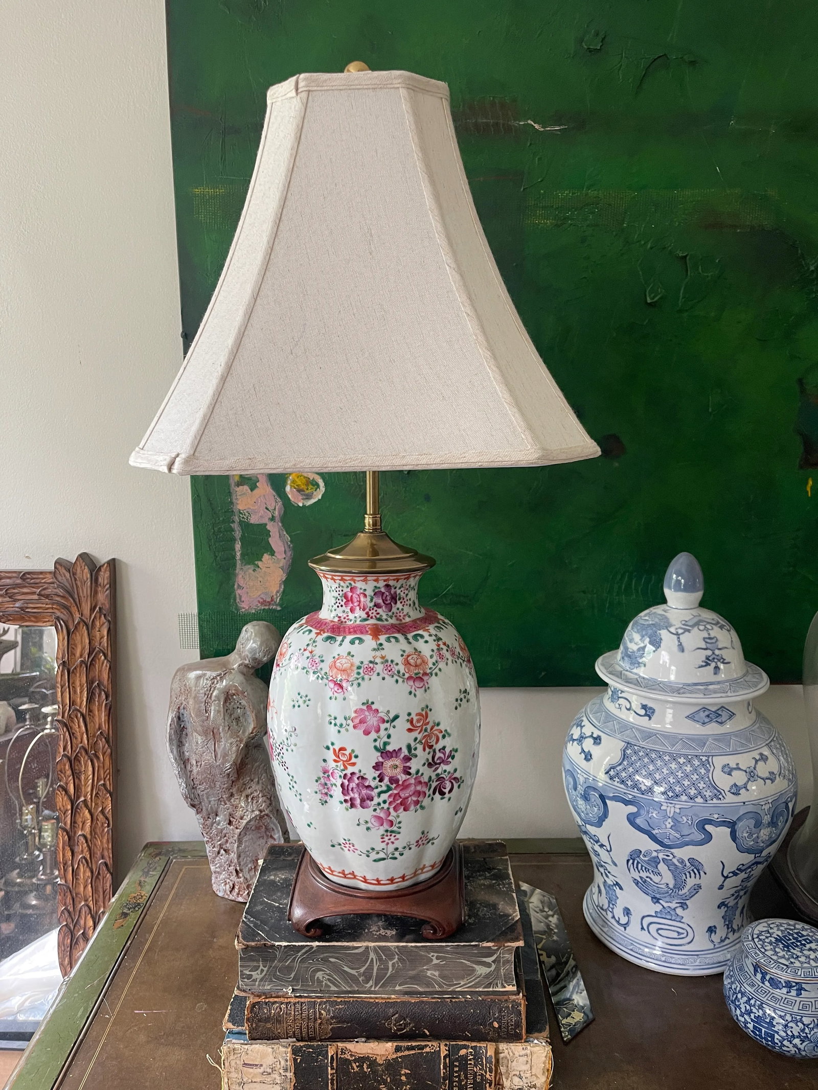Vintage Asian Floral Lamp - 2