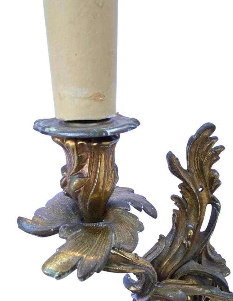 Large Pair of Antique 19th Century Louis XV Style French Gilt Bronze Two Arm Wall Sconces - 5