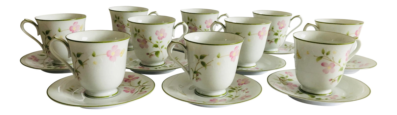 Noritake (10) Tea/Coffee Cups & Saucers First Blush Pattern (1 of 6)