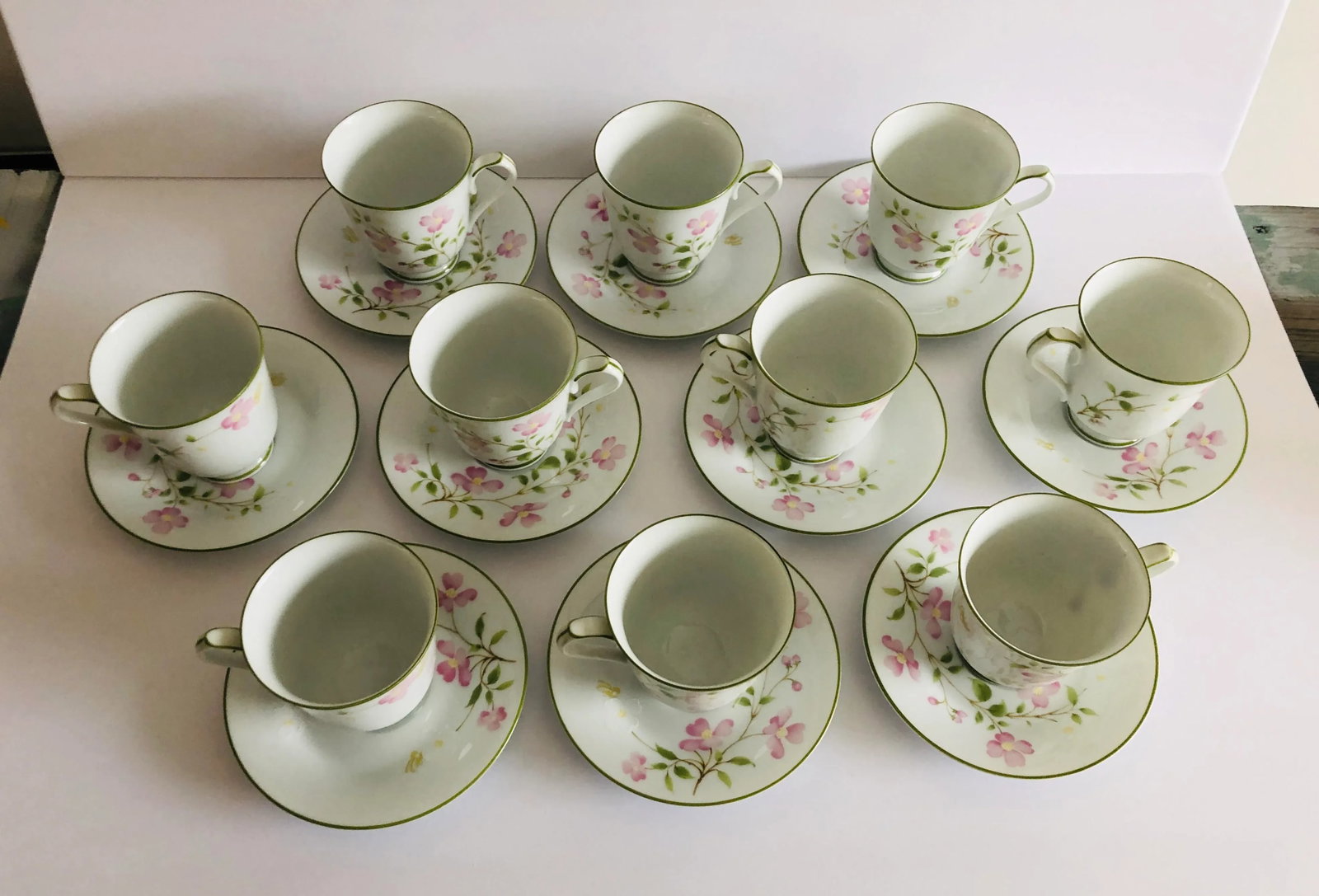Noritake (10) Tea/Coffee Cups & Saucers First Blush Pattern - 2