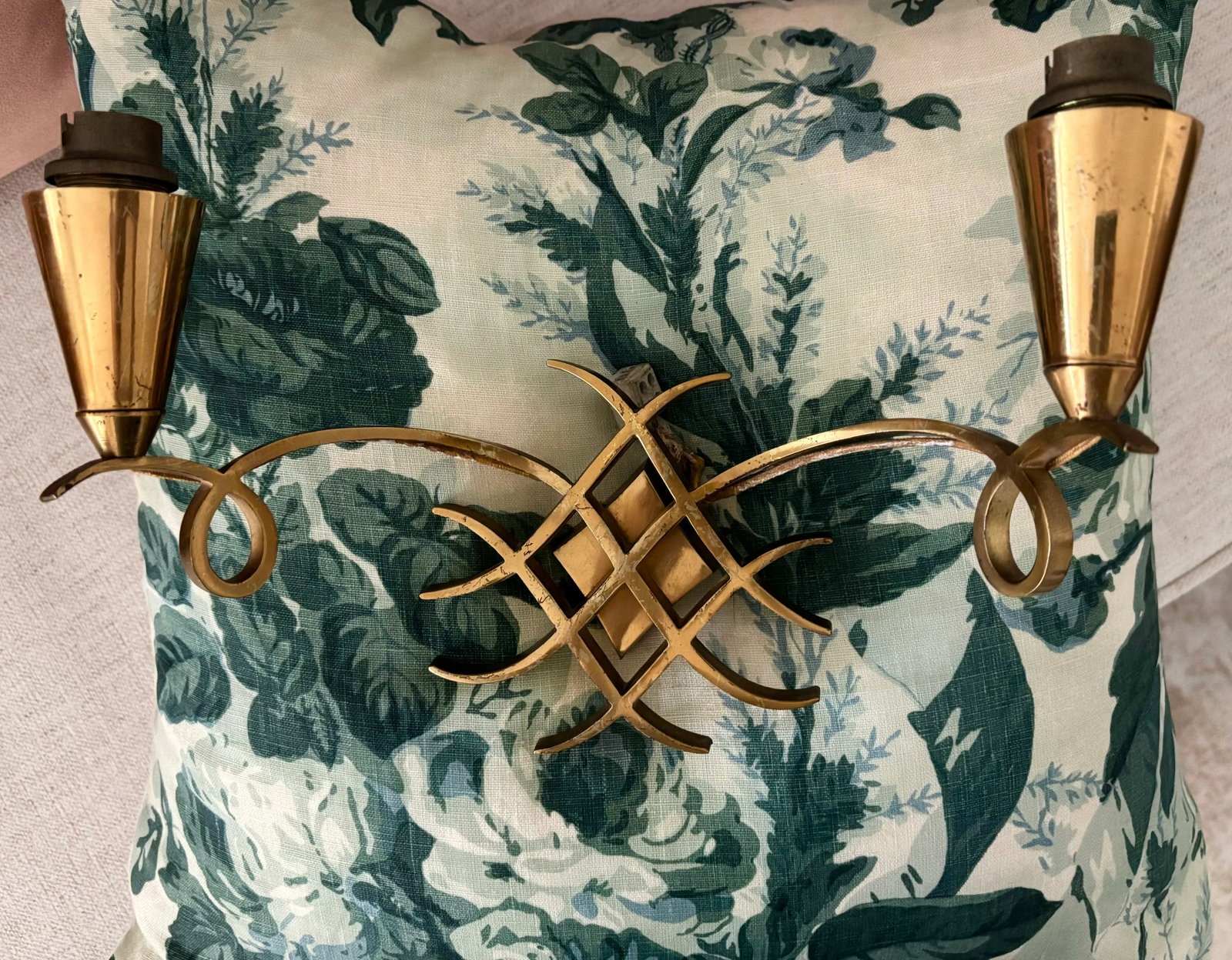 Vintage French Brass Jules Leleu Style Wall Sconces / Wall Lights - a Pair - 2