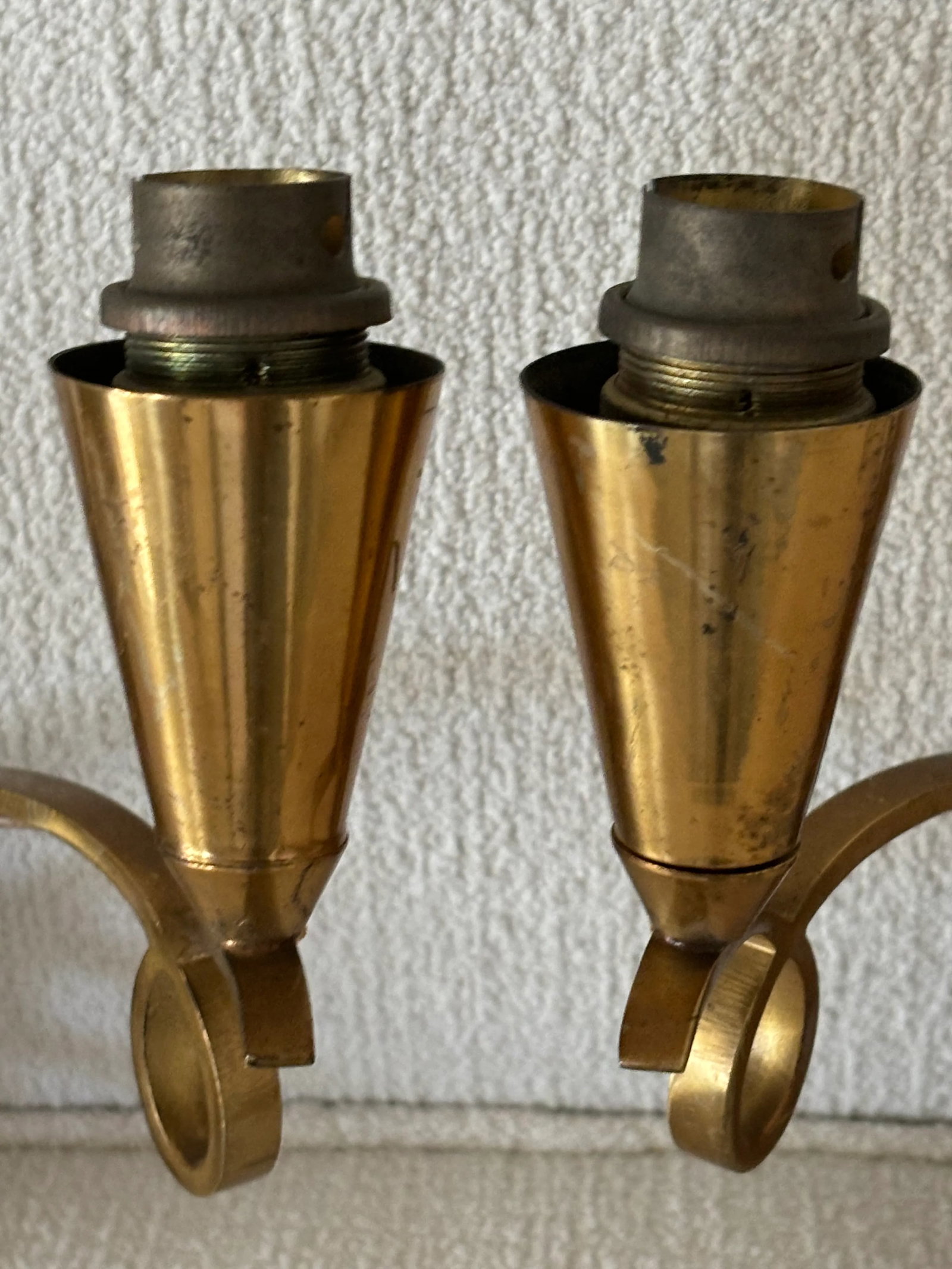 Vintage French Brass Jules Leleu Style Wall Sconces / Wall Lights - a Pair - 6
