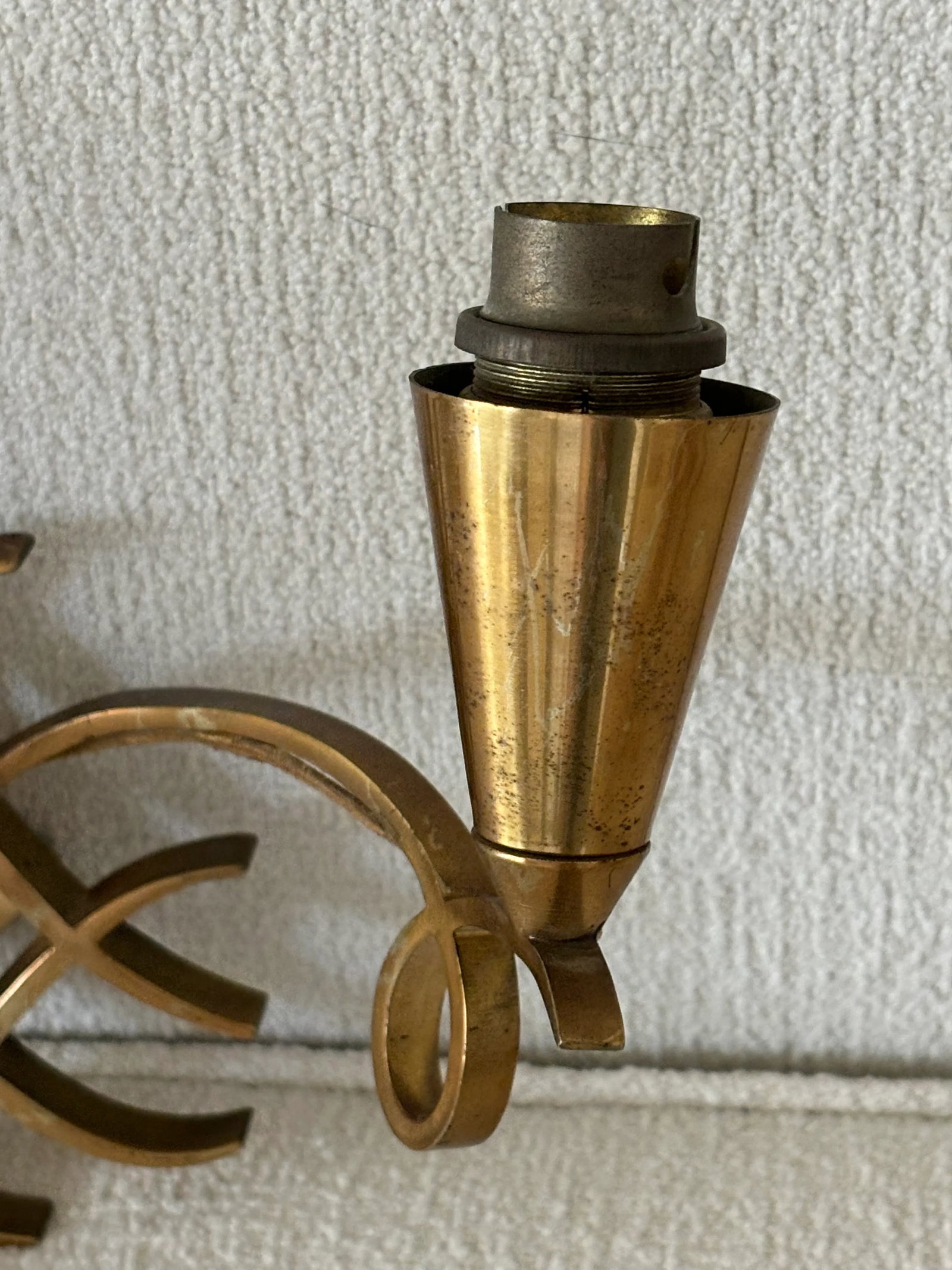 Vintage French Brass Jules Leleu Style Wall Sconces / Wall Lights - a Pair - 7