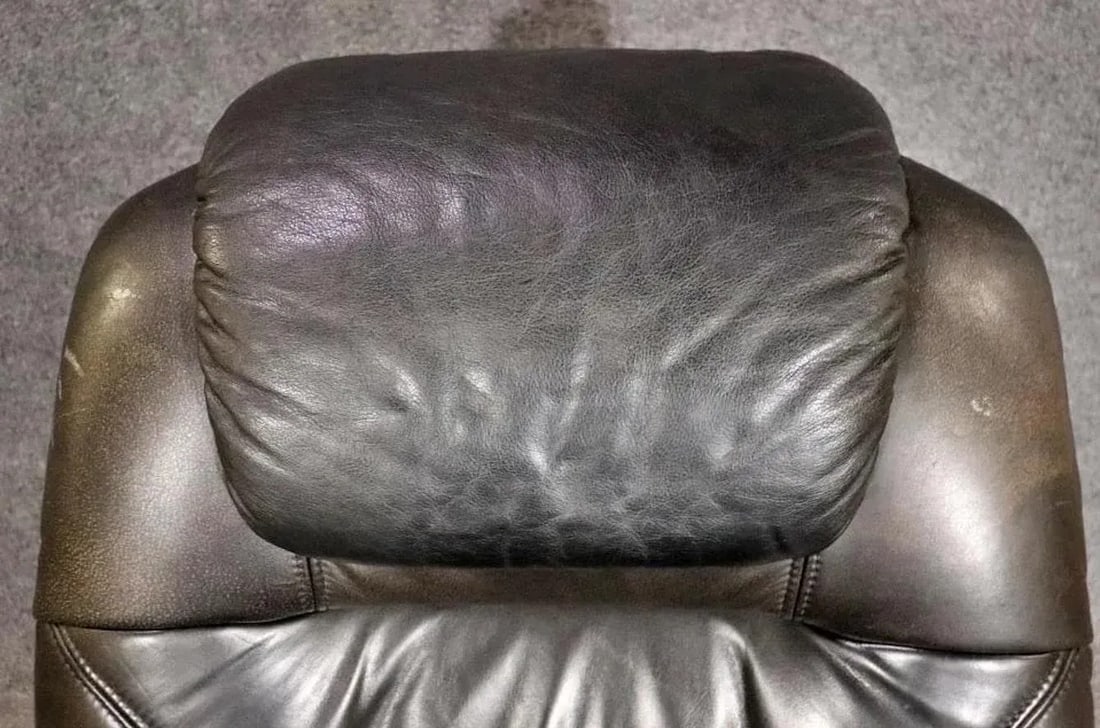 Swivel Leather Lounge W/ Ottoman - 4
