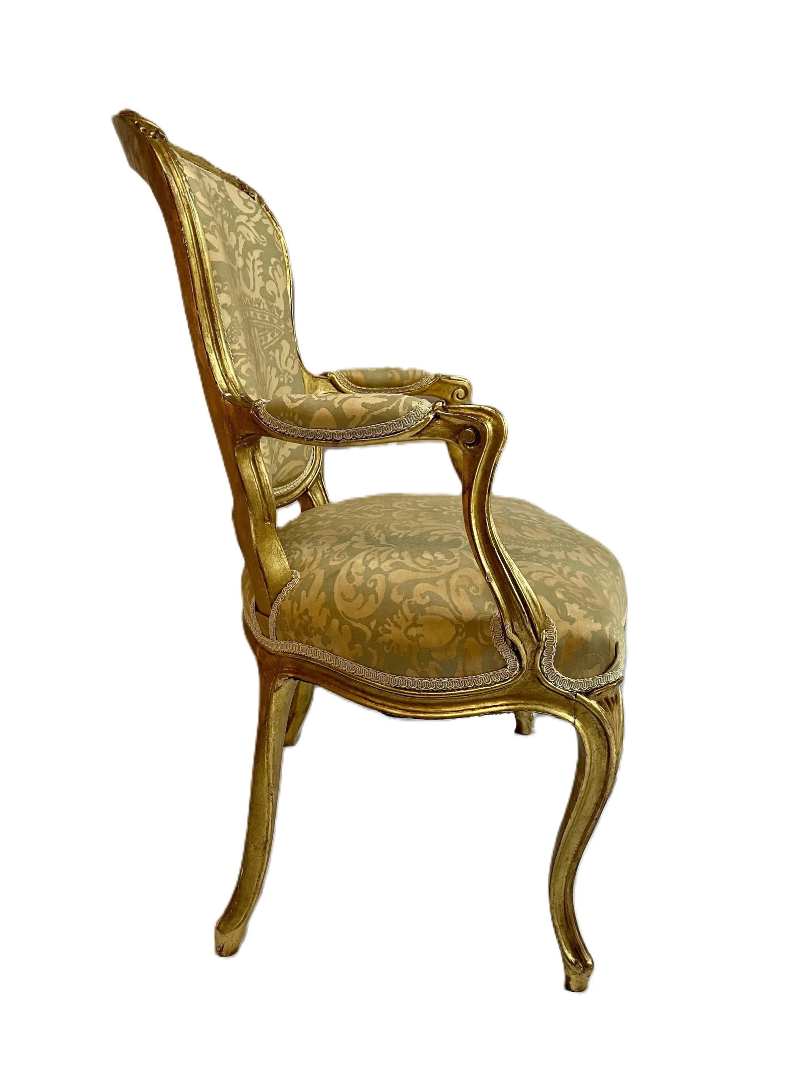 Louis XV Style Chairs With Elegant , Fortuny Upholstery - 3