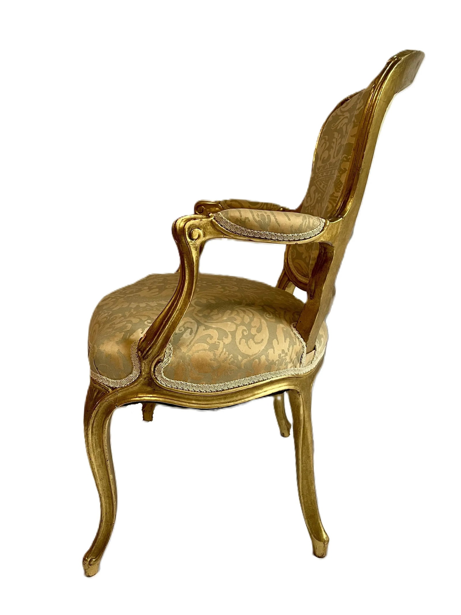 Louis XV Style Chairs With Elegant , Fortuny Upholstery - 4