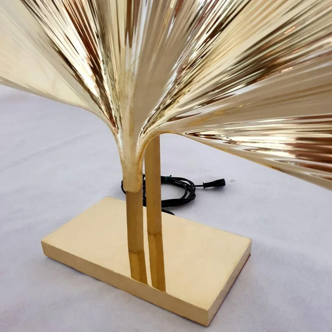 Pair of Ginkgo Brass Table Lamps, Italy - 11
