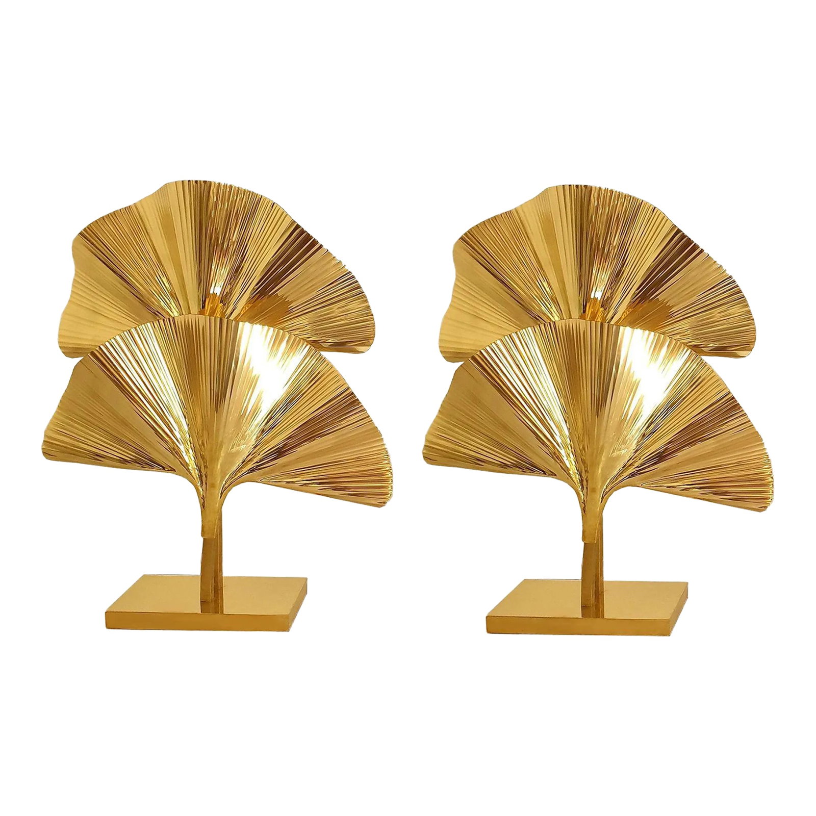 Pair of Ginkgo Brass Table Lamps, Italy (1 of 12)