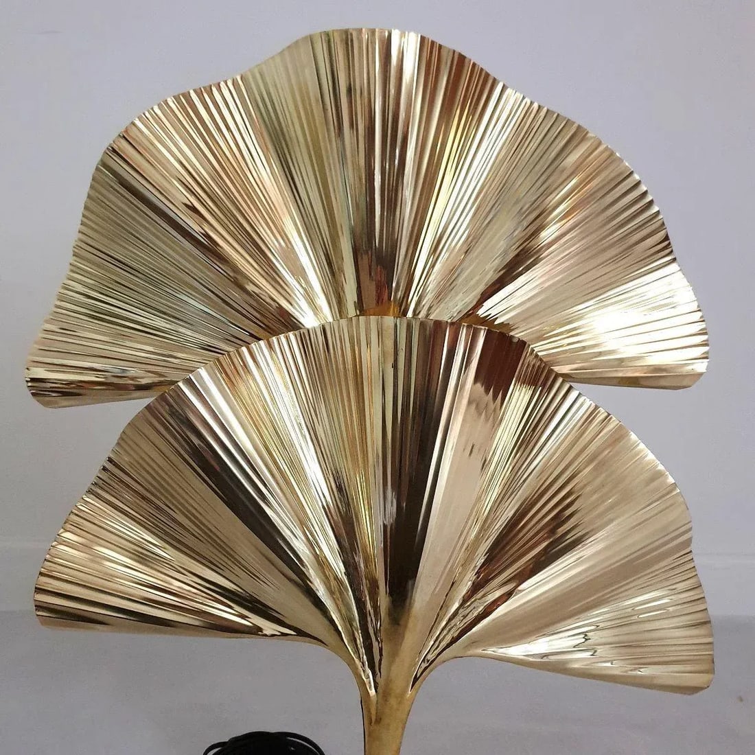 Pair of Ginkgo Brass Table Lamps, Italy - 7