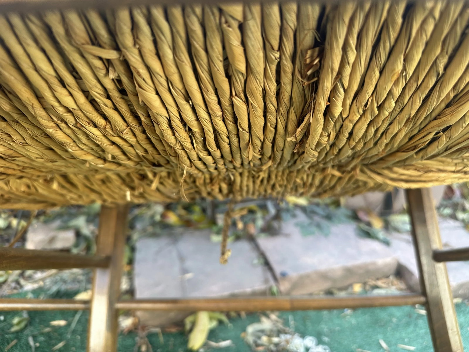19th Century Antique Woven Rattan Woven Seat Wood Bench - 10