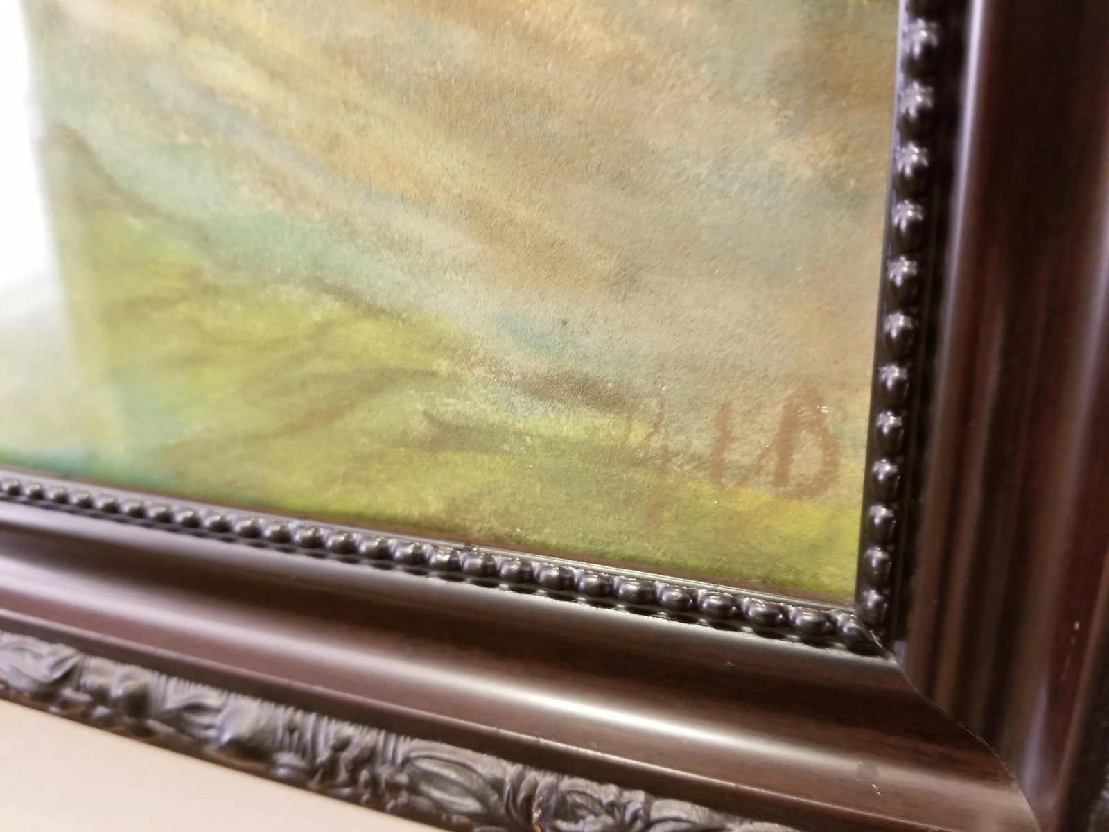 Antique Early 1900s Original Pastel Landscape Signed George Ernest Bingham, Framed - 10