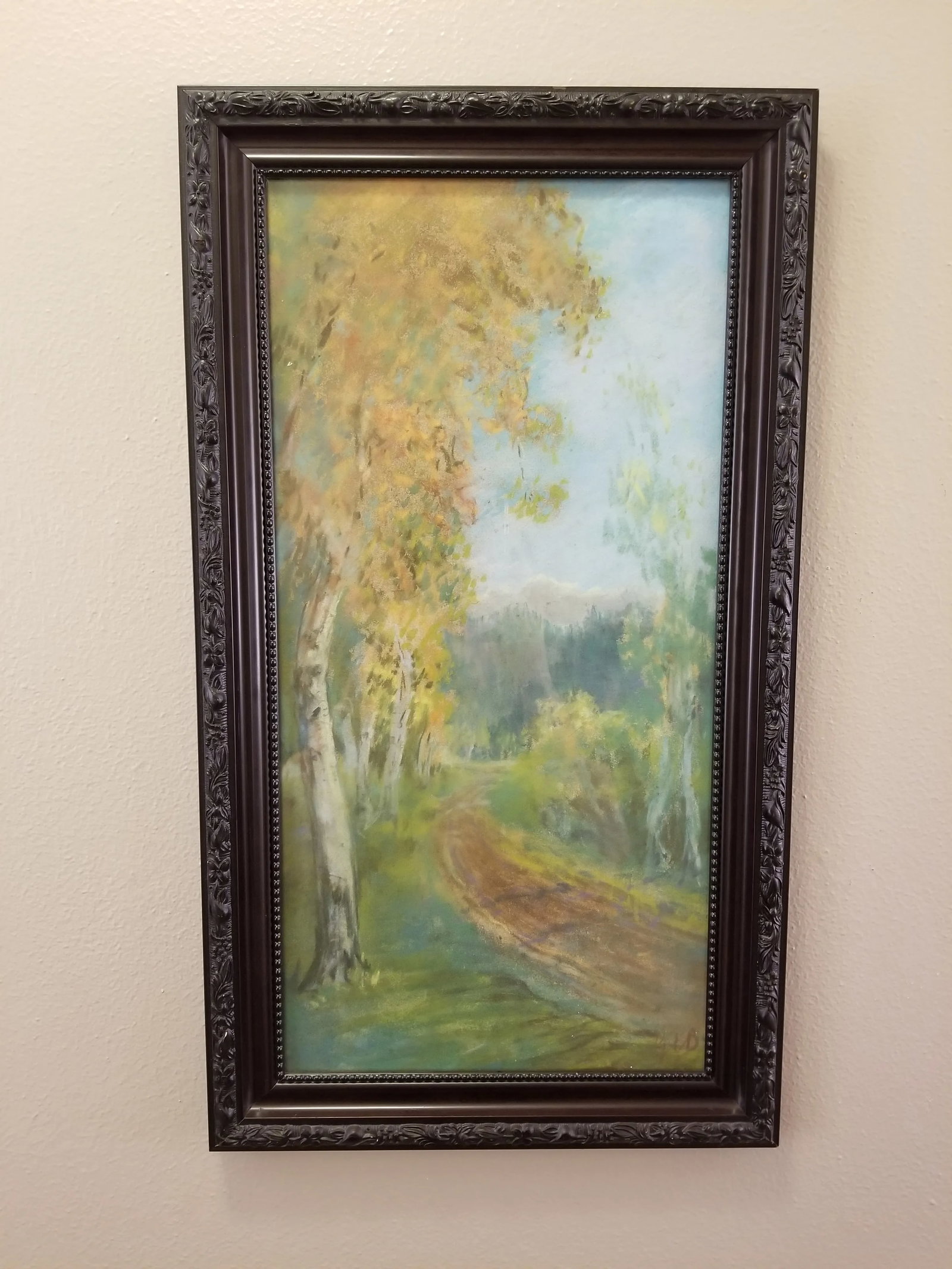 Antique Early 1900s Original Pastel Landscape Signed George Ernest Bingham, Framed - 3