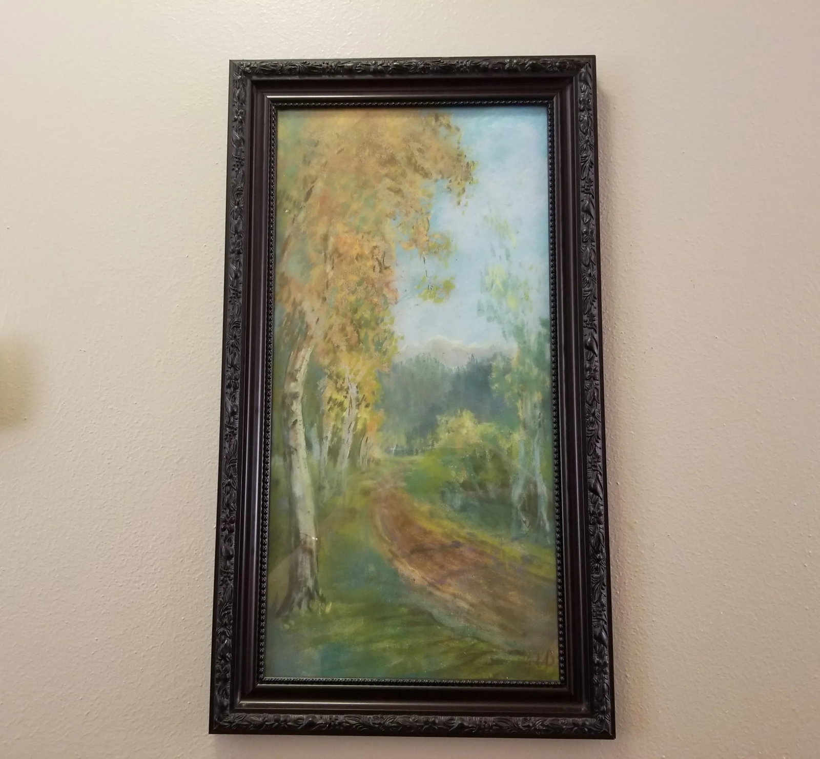 Antique Early 1900s Original Pastel Landscape Signed George Ernest Bingham, Framed - 4