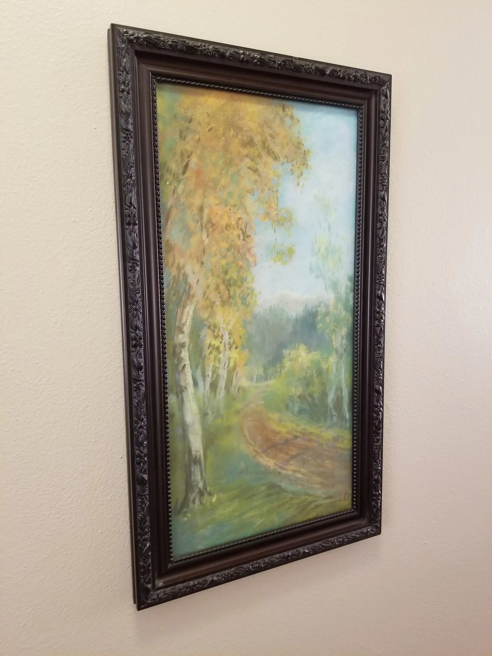 Antique Early 1900s Original Pastel Landscape Signed George Ernest Bingham, Framed - 5