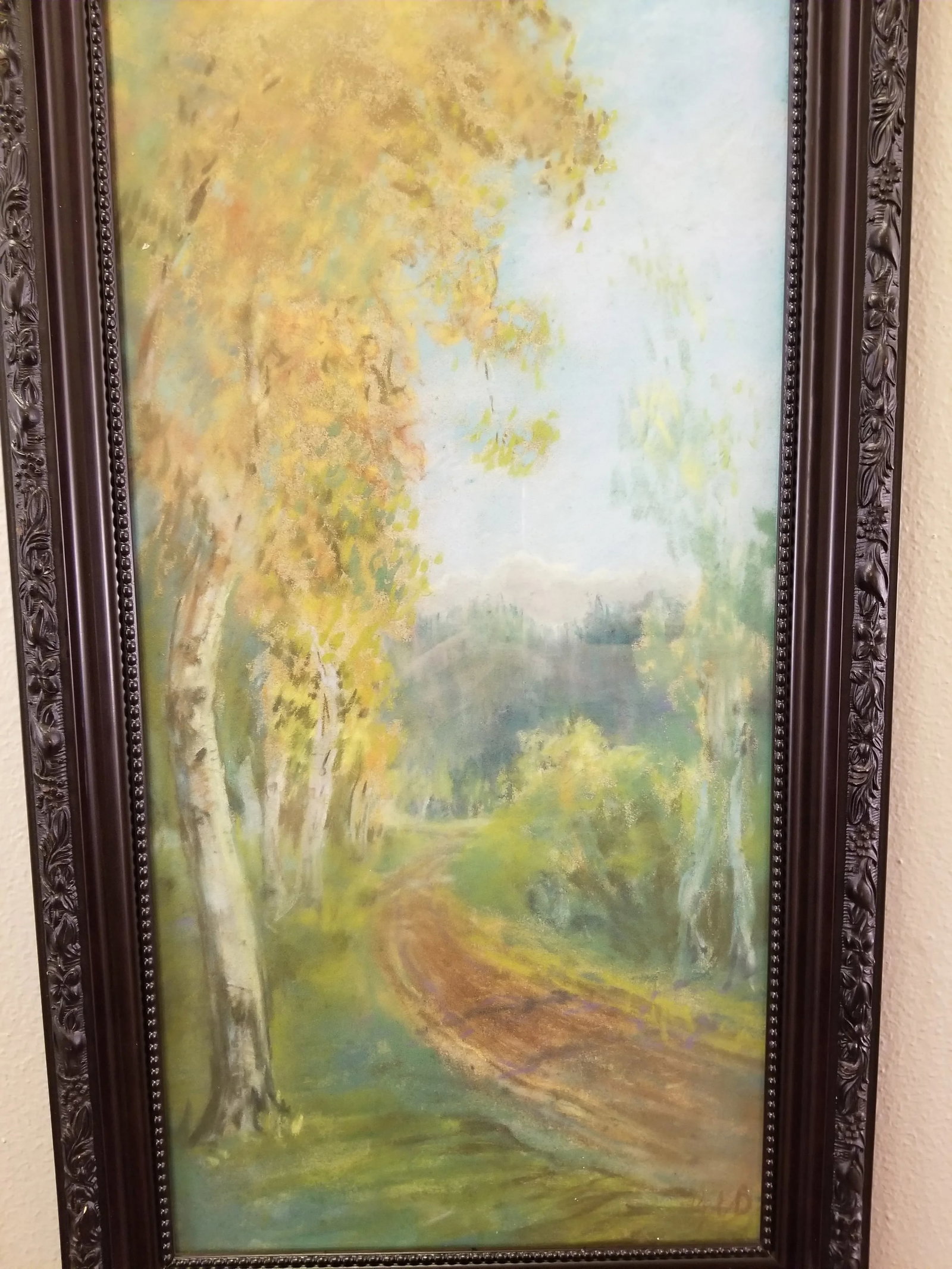 Antique Early 1900s Original Pastel Landscape Signed George Ernest Bingham, Framed - 8