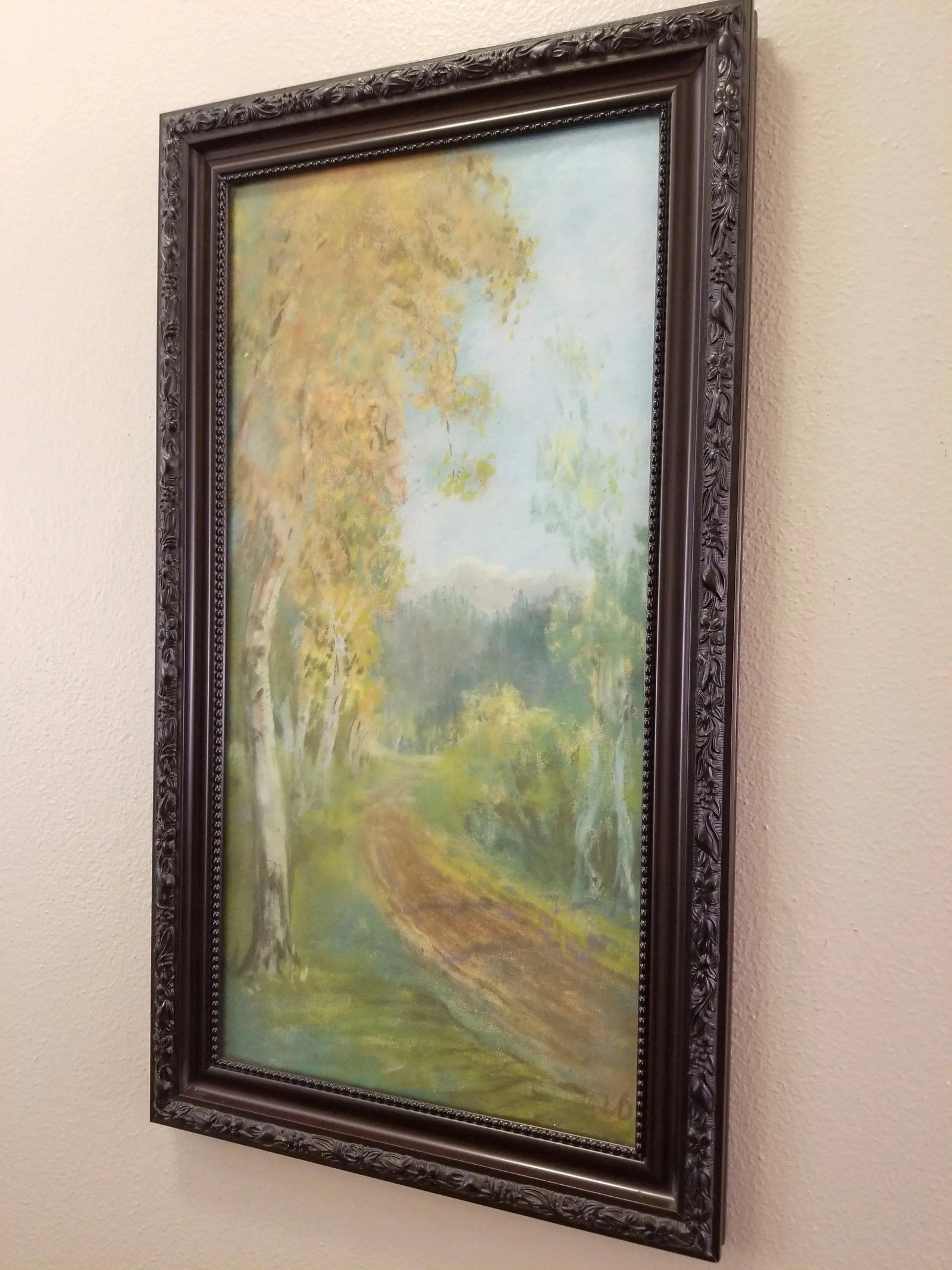 Antique Early 1900s Original Pastel Landscape Signed George Ernest Bingham, Framed - 9