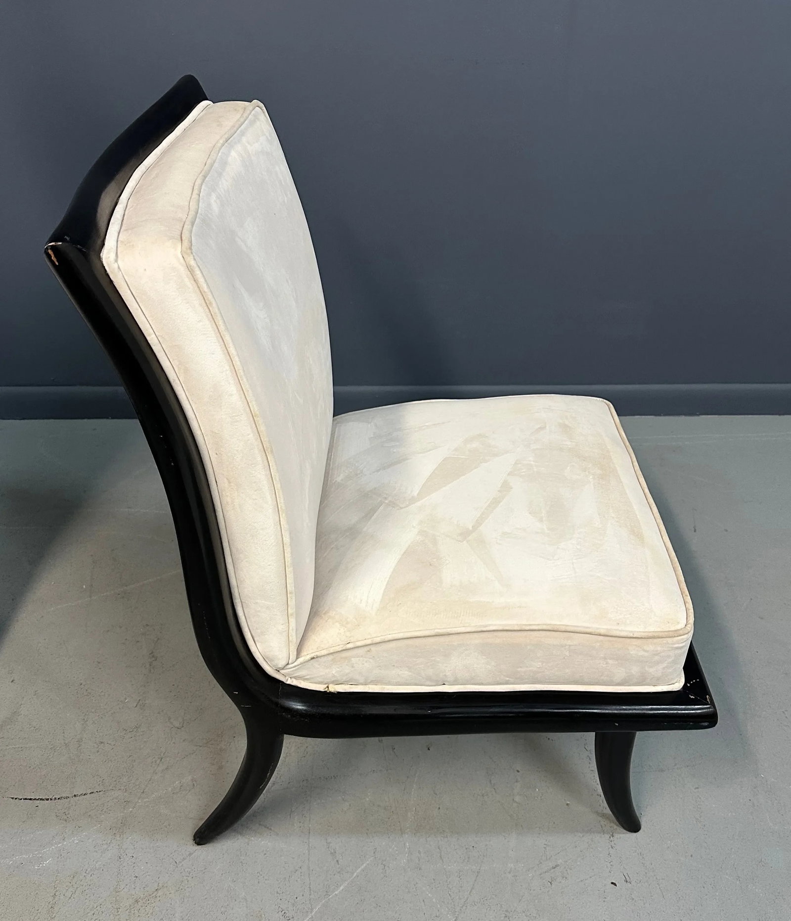 1960s Mid Century Ebonized Slipper Chairs in the Style of Robsjohn-Gibbings - Set of 2 - 7