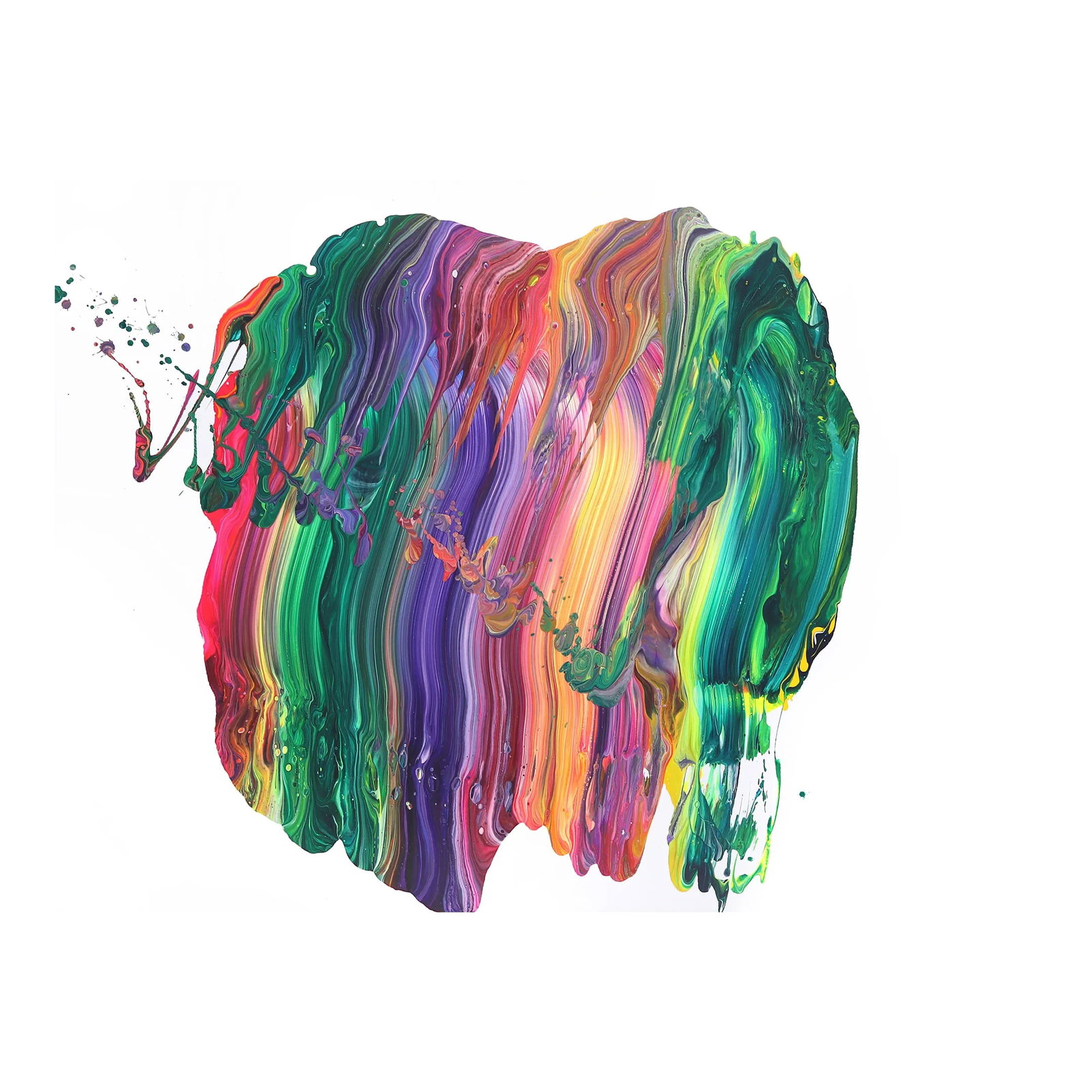 Av_937 - Colorful Textured Contemporary Abstract Painting on Canvas Original Artwork by Alex Voinea: The colorful abstract artworks of Romanian artist Alex Voinea are inspired by experiments with paint poured over vibrating surfaces, such as speakers at full volume. Alex Voinea collaborates with chan