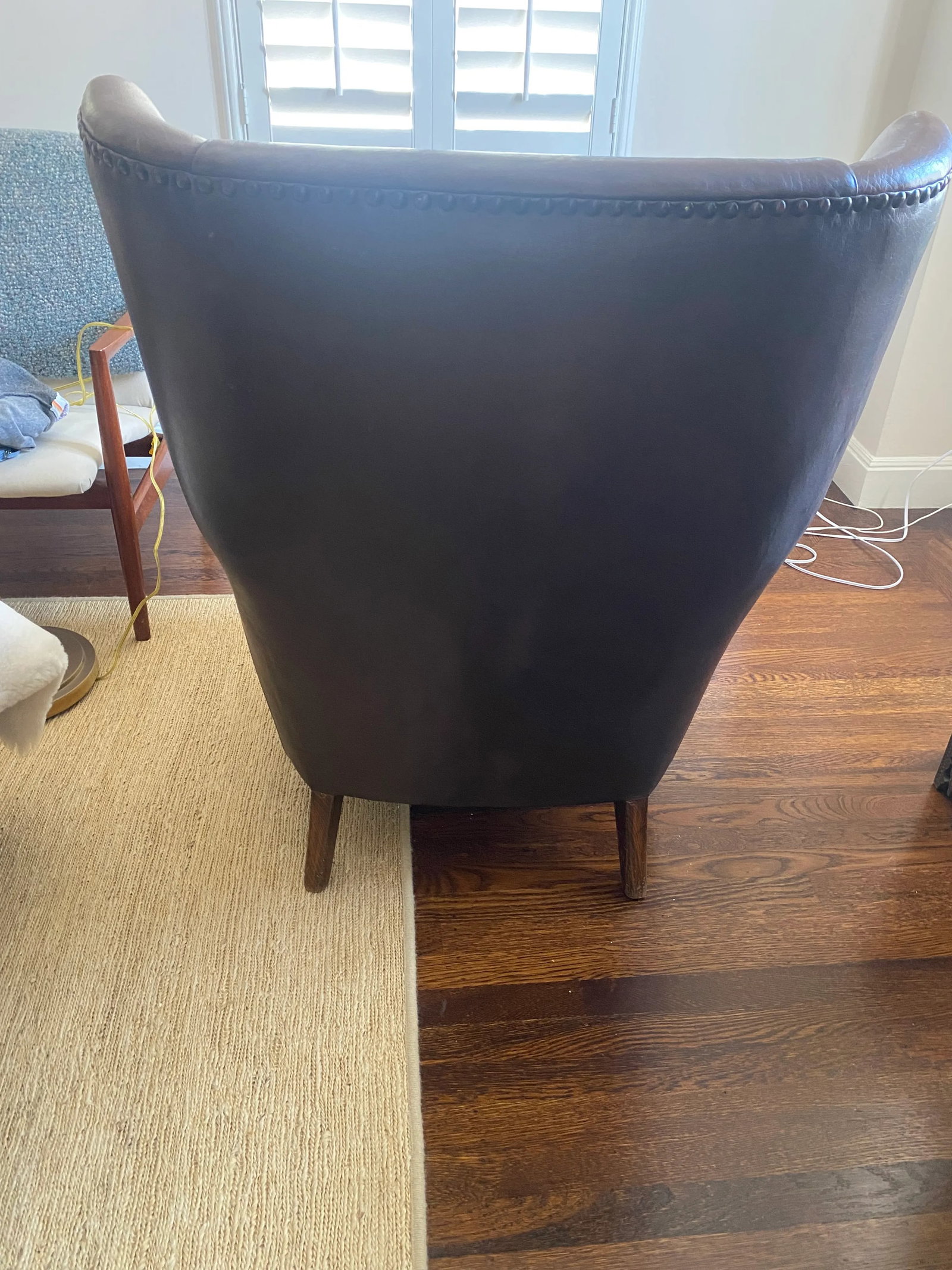 Circa 1950 Vintage Brown Leather High Back Chair, Denmark - 5