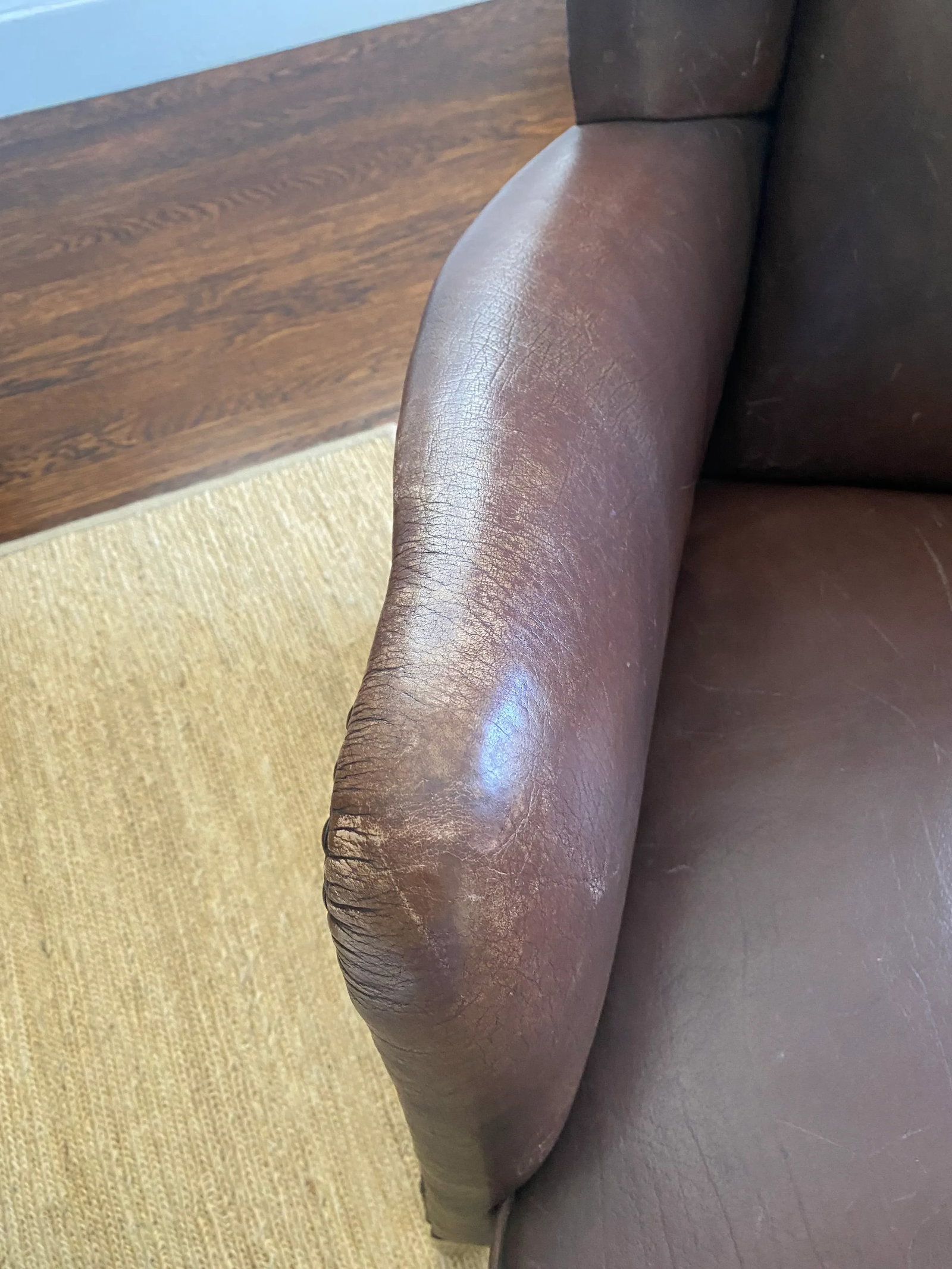 Circa 1950 Vintage Brown Leather High Back Chair, Denmark - 7