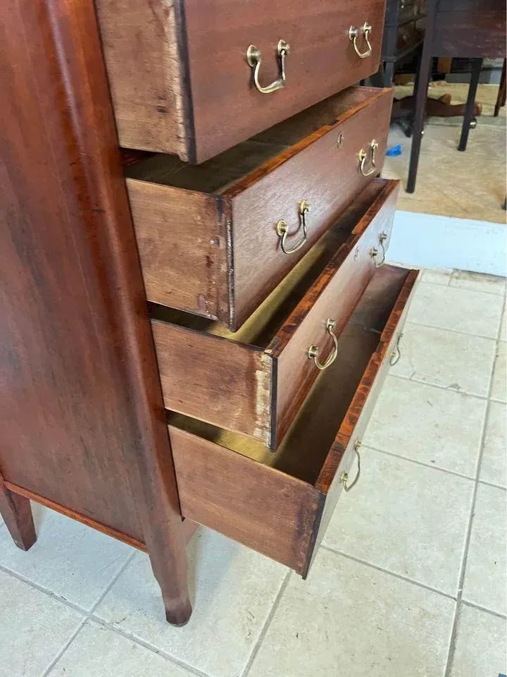 Early 20th Century Antique Oak 6 Drawer Tall Chest Dresser - 4