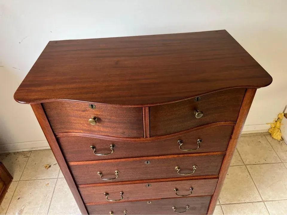 Early 20th Century Antique Oak 6 Drawer Tall Chest Dresser - 6