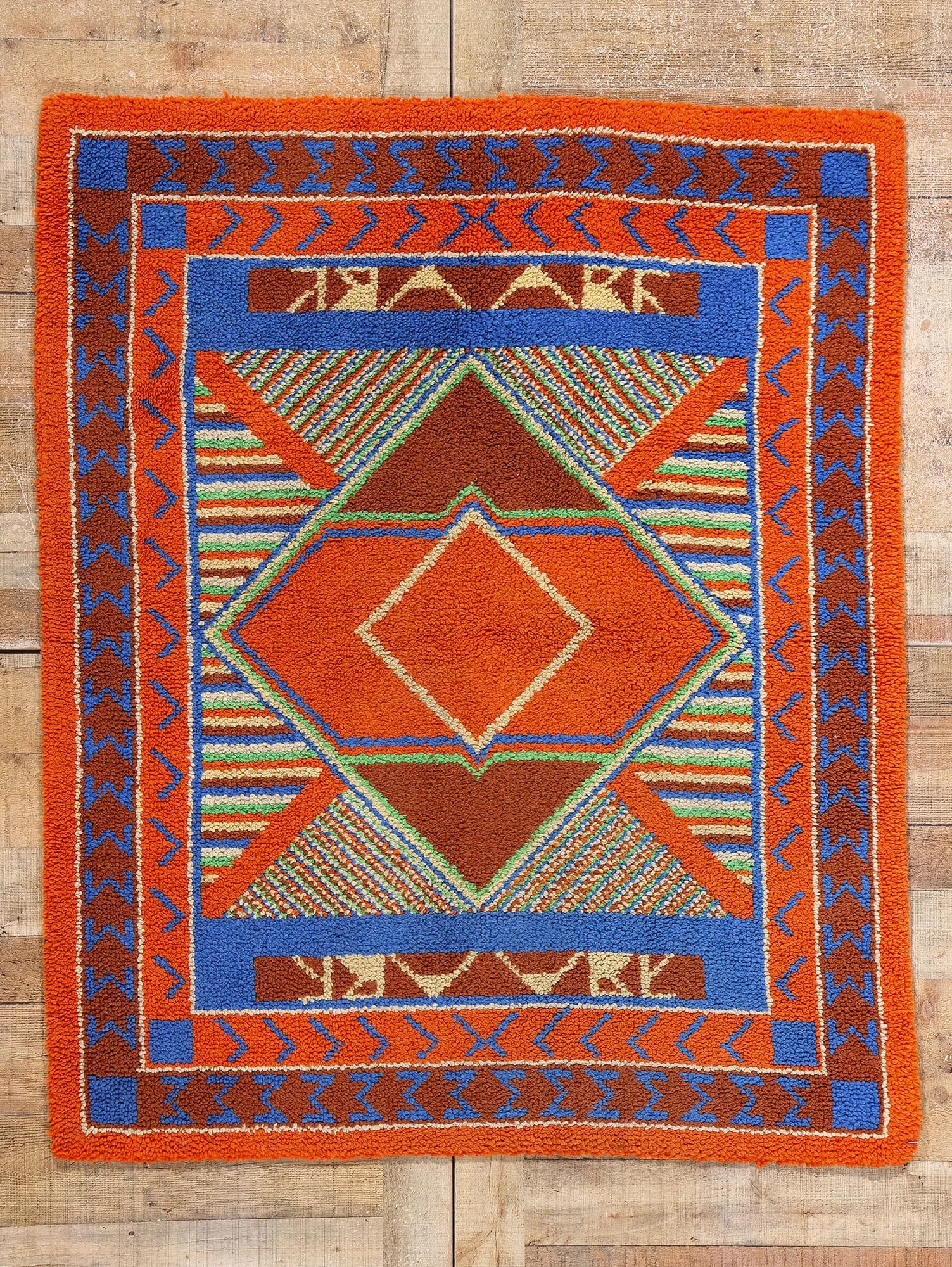 Vintage Southwest Sunrise American Hooked Rug - 04'03 X 05'02. - 9