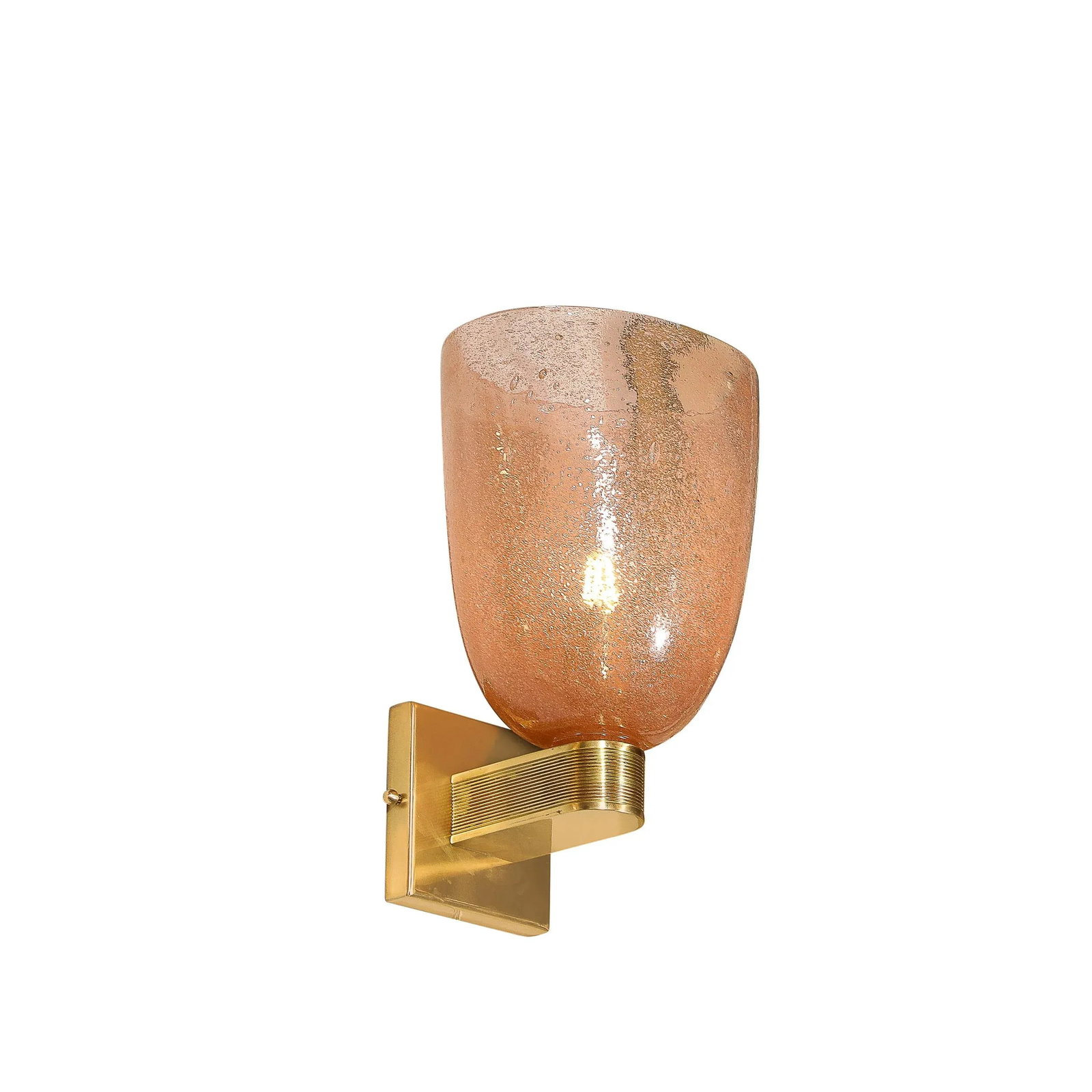 Modernist Hand-Blown Murano Glass Pulegoso Sconces in Smoked Rose & Brass - 4