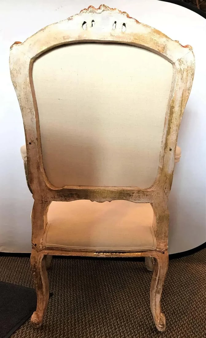 Vintage Louis XV Style Armchairs in Painted Distressed Frames - a Pair - 6