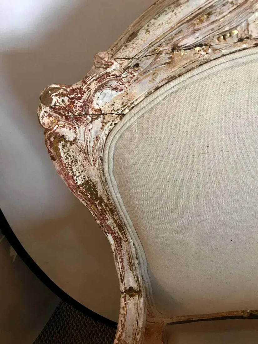 Vintage Louis XV Style Armchairs in Painted Distressed Frames - a Pair - 7